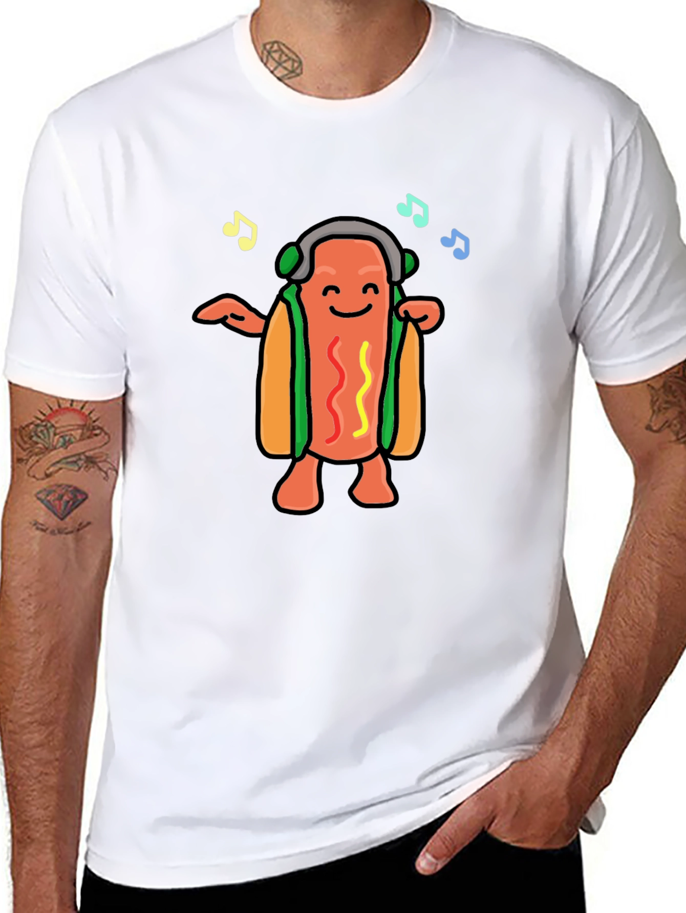 Dancing Hotdog Graphic T-Shirt - Music Lover Tee