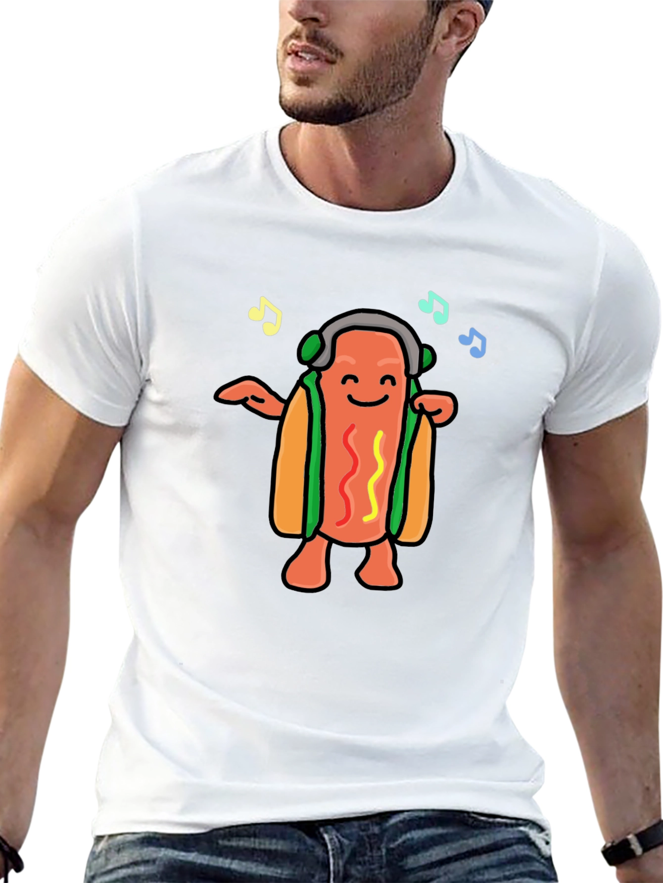 Dancing Hotdog Graphic T-Shirt - Music Lover Tee