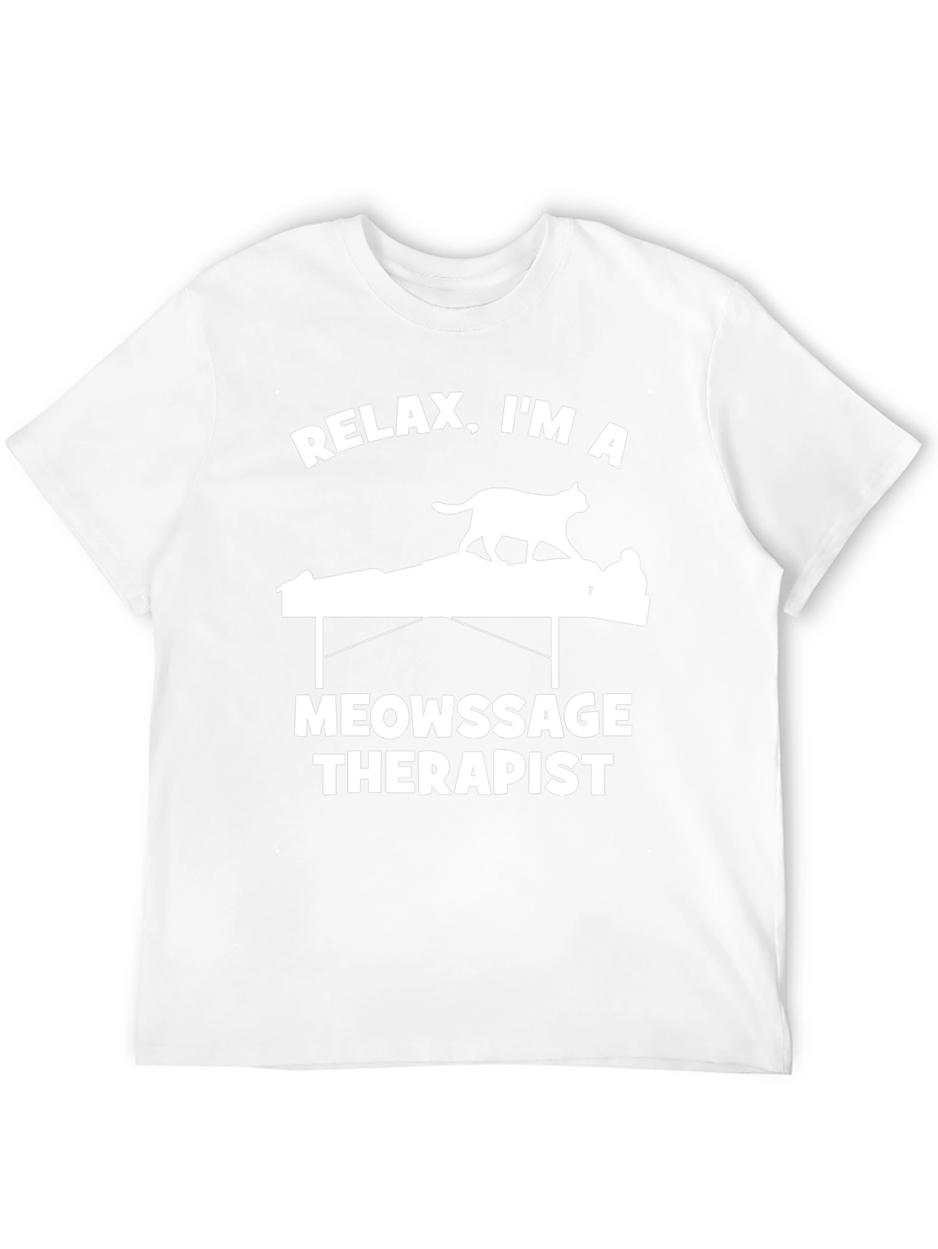 Relax Im a Meowssage Therapist Black T-Shirt