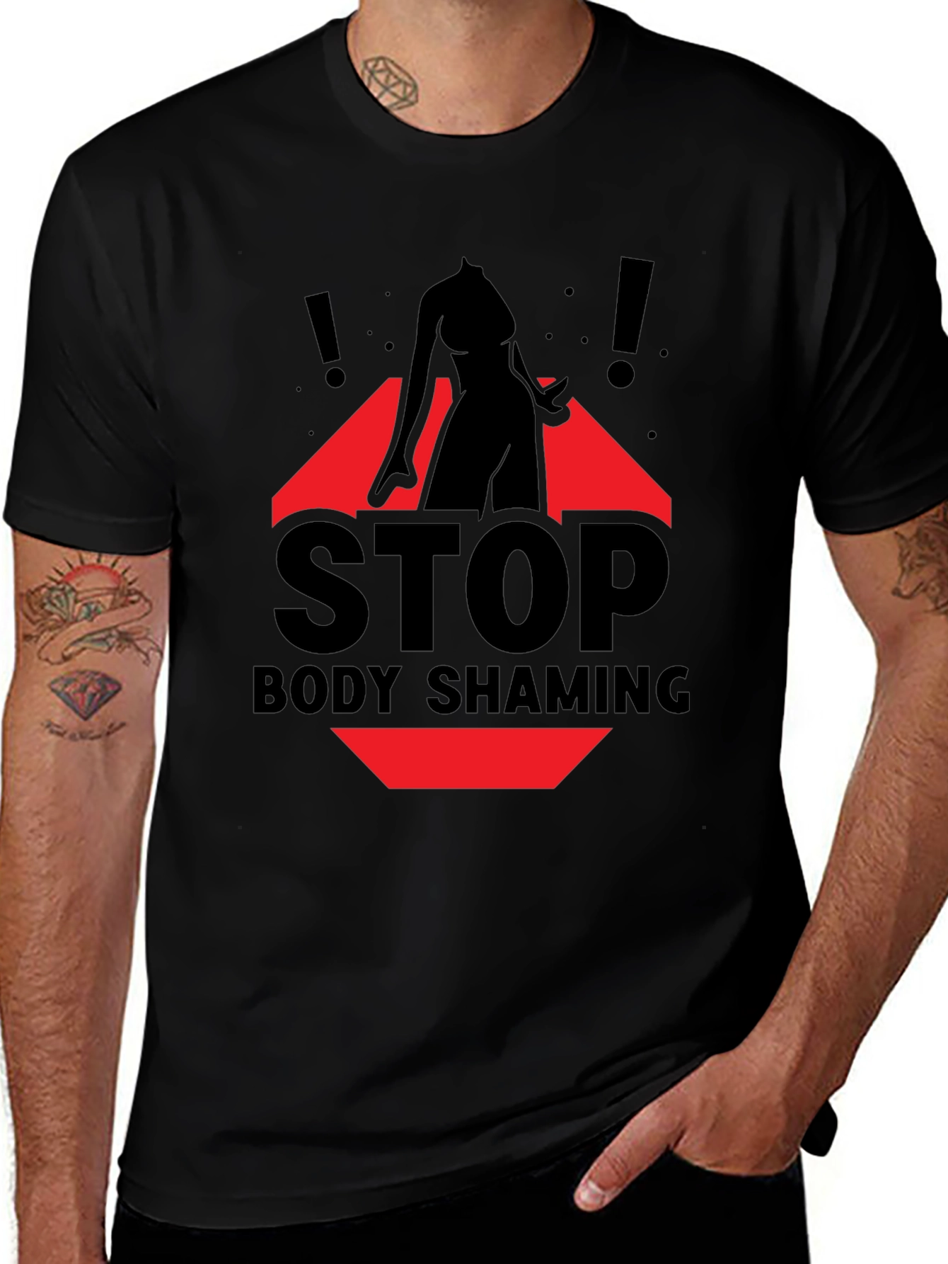 Stop Body Shaming Graphic Tee - Black