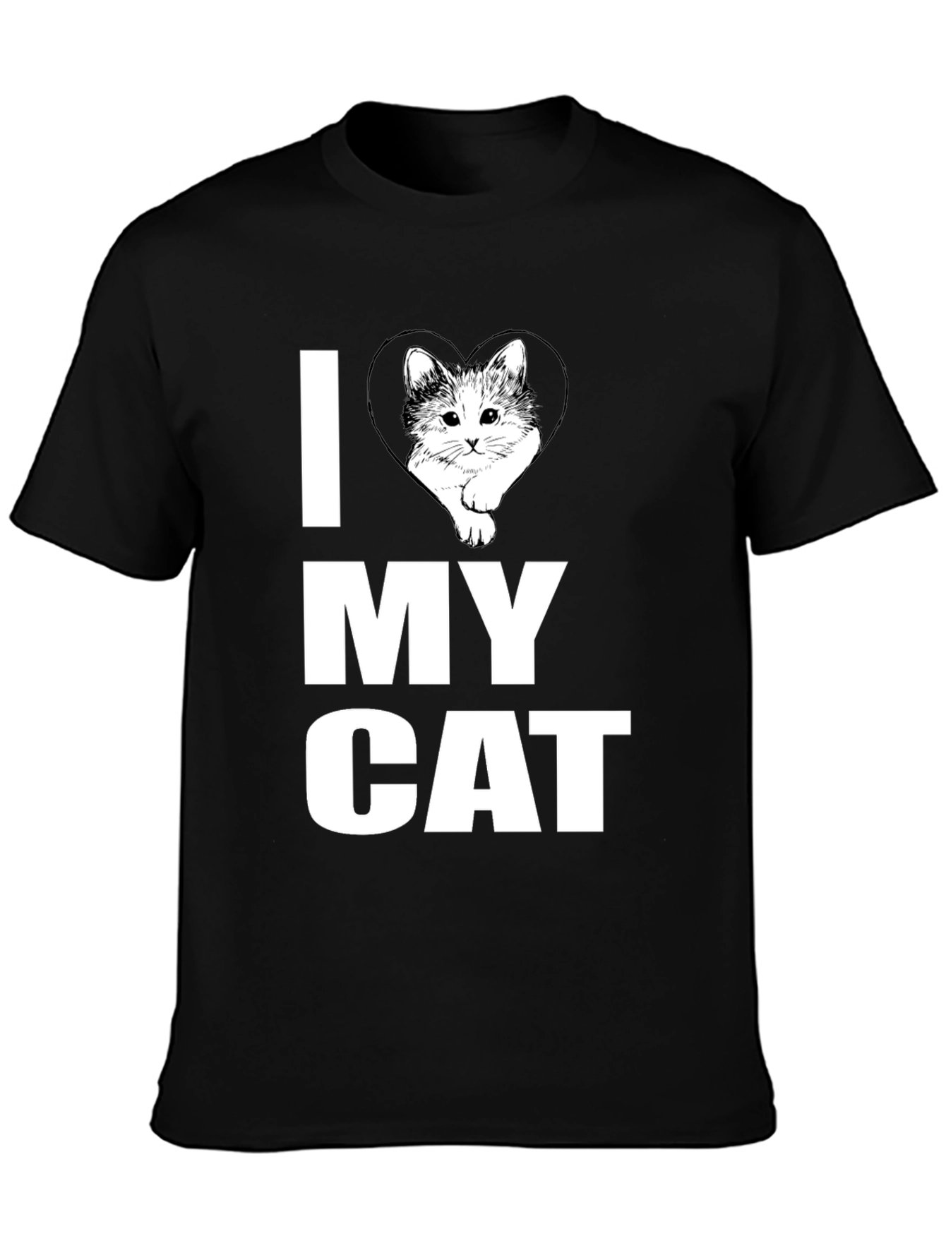 I Heart My Cat Graphic T-Shirt Black Cotton