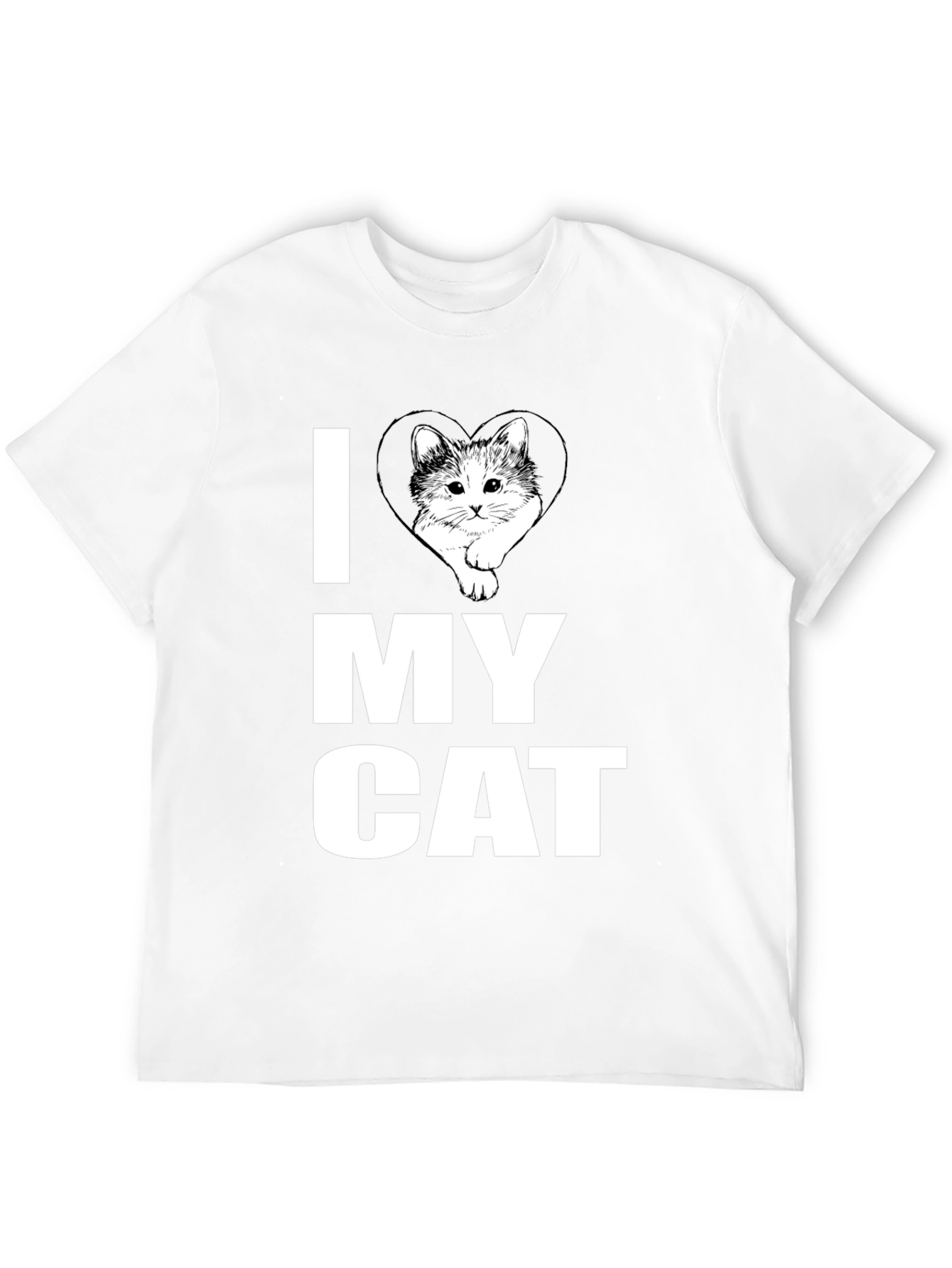 I Heart My Cat Graphic T-Shirt Black Cotton