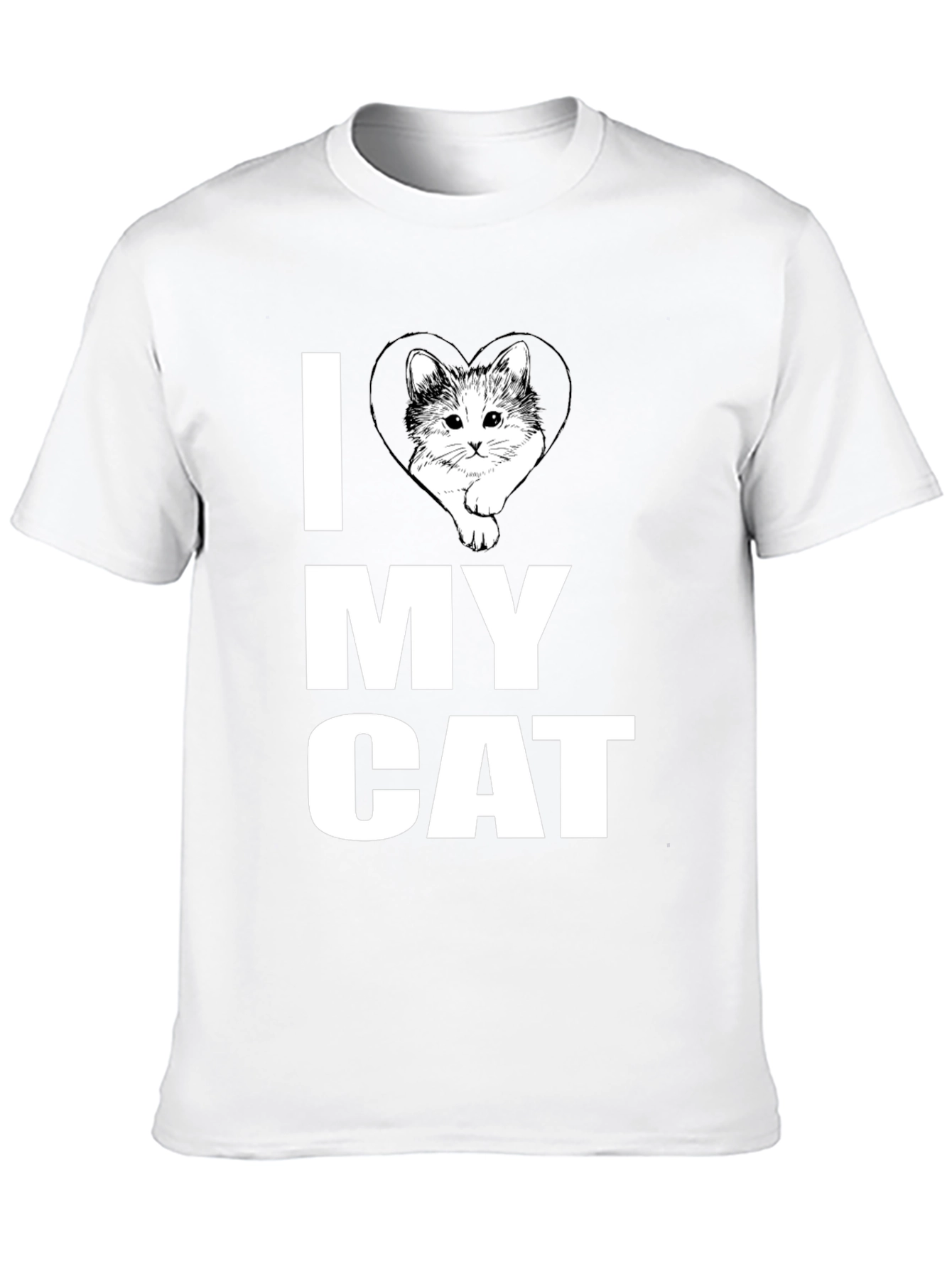 I Heart My Cat Graphic T-Shirt Black Cotton