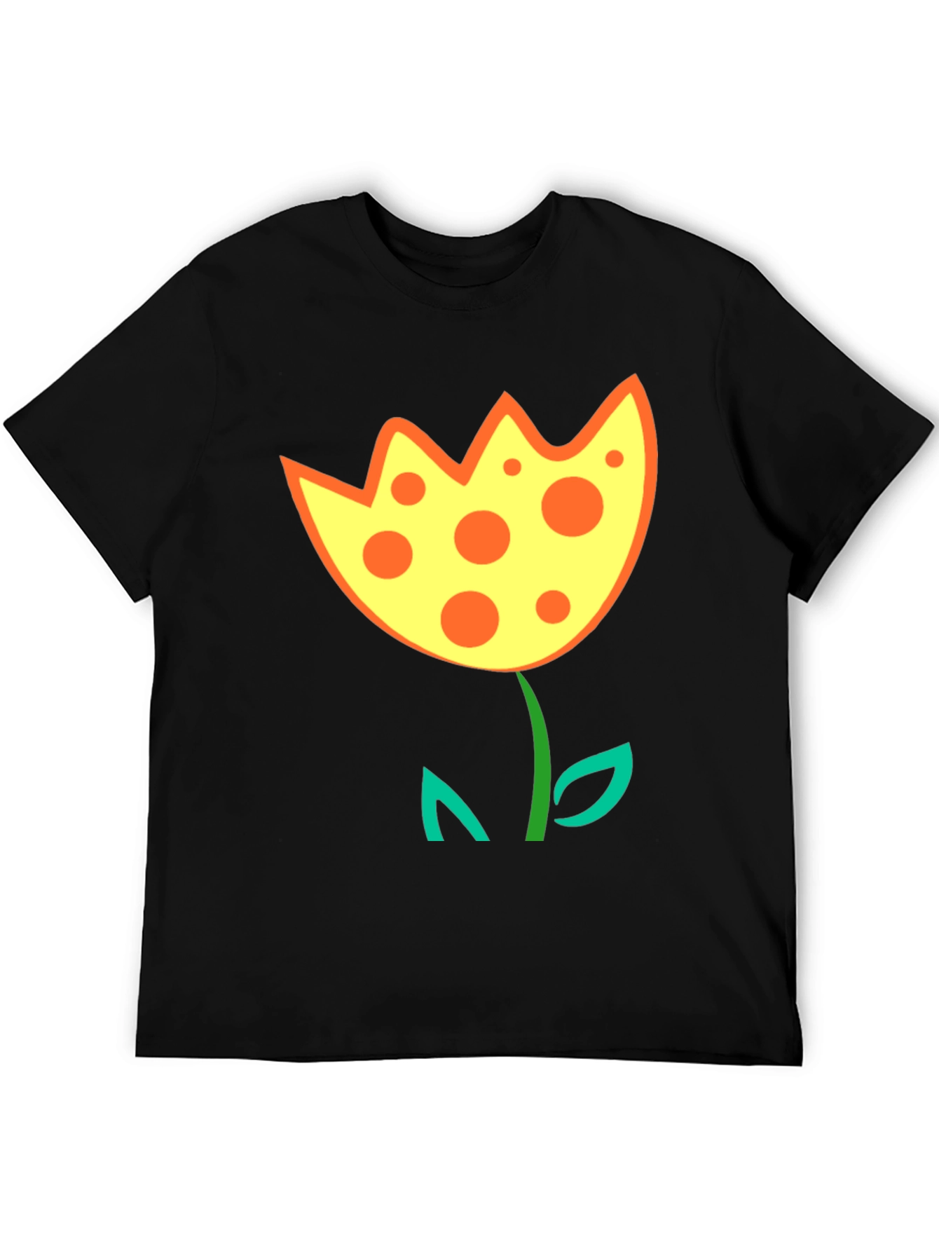 Funky Flower Graphic T-Shirt - Black Cotton Tee