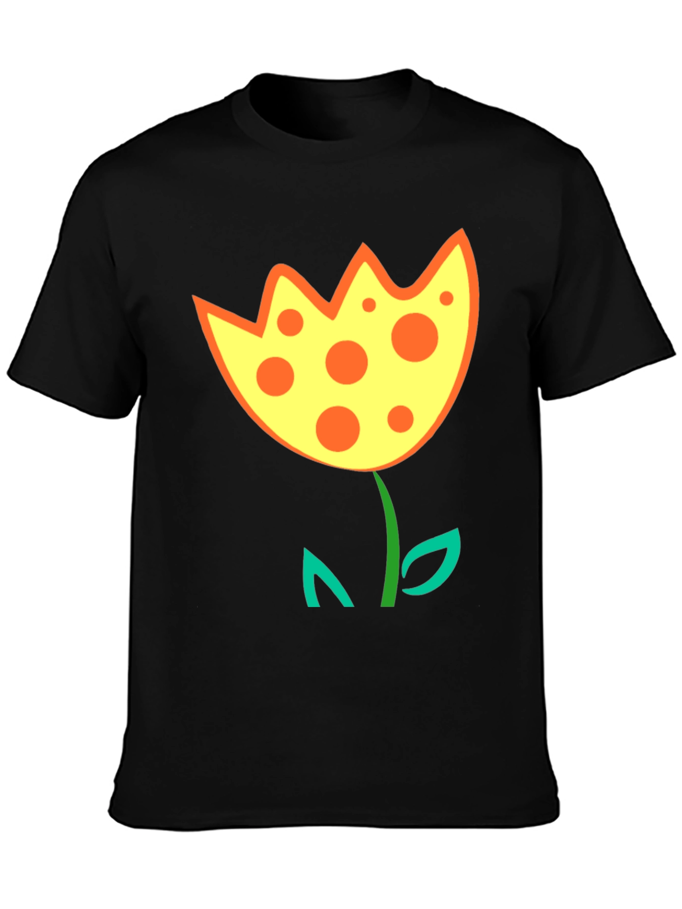 Funky Flower Graphic T-Shirt - Black Cotton Tee