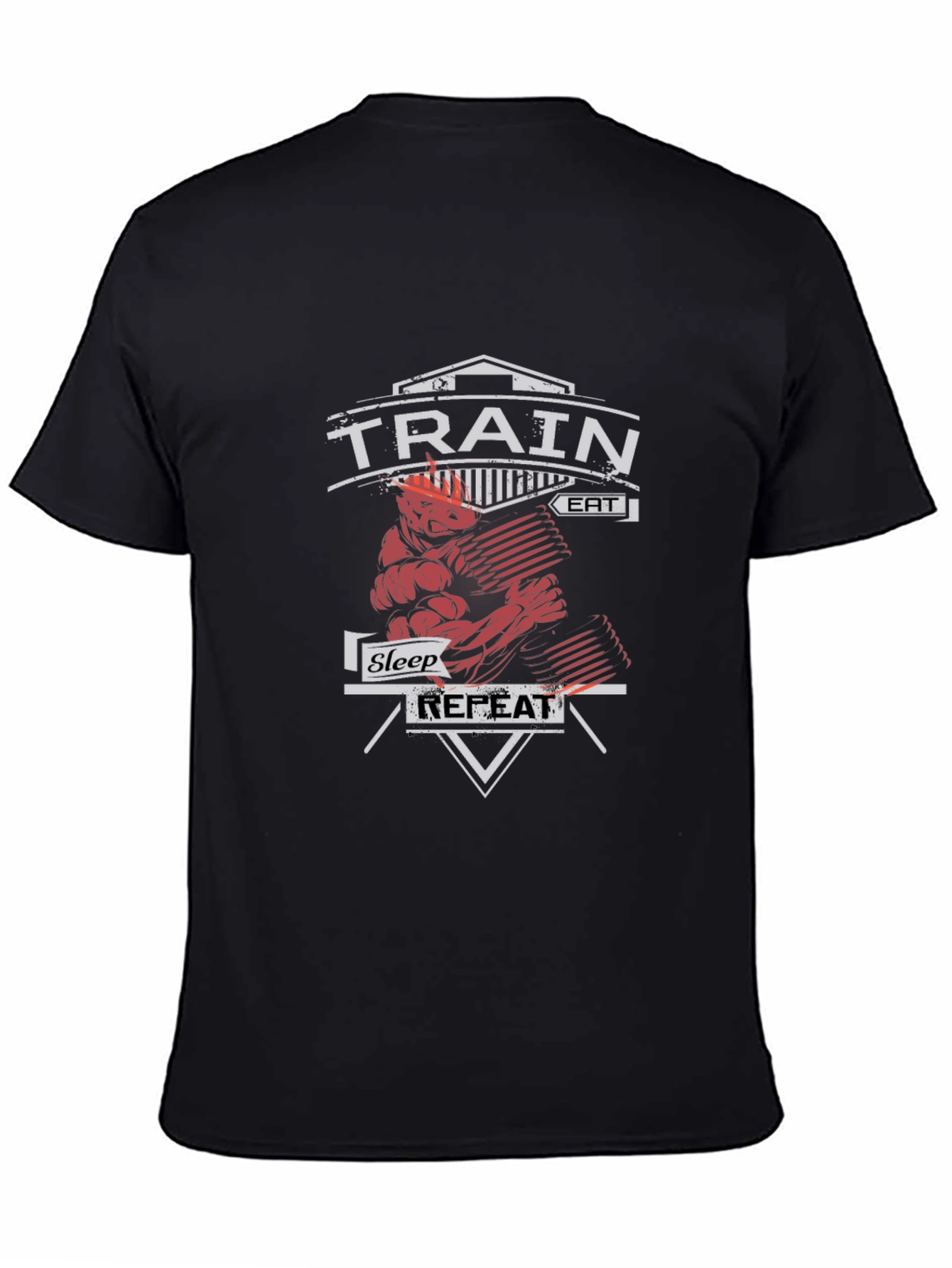 Train Eat Sleep Repeat Gym Workout Black T-Shirt