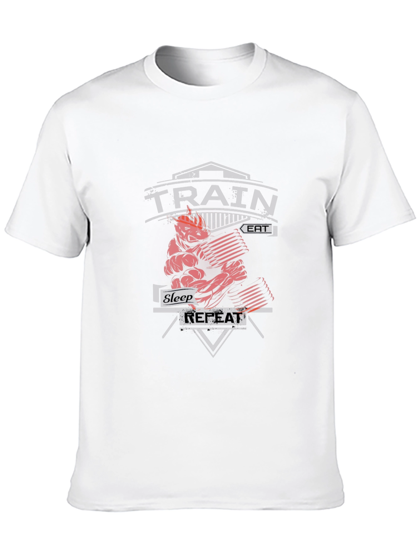 Train Eat Sleep Repeat Gym Workout Black T-Shirt