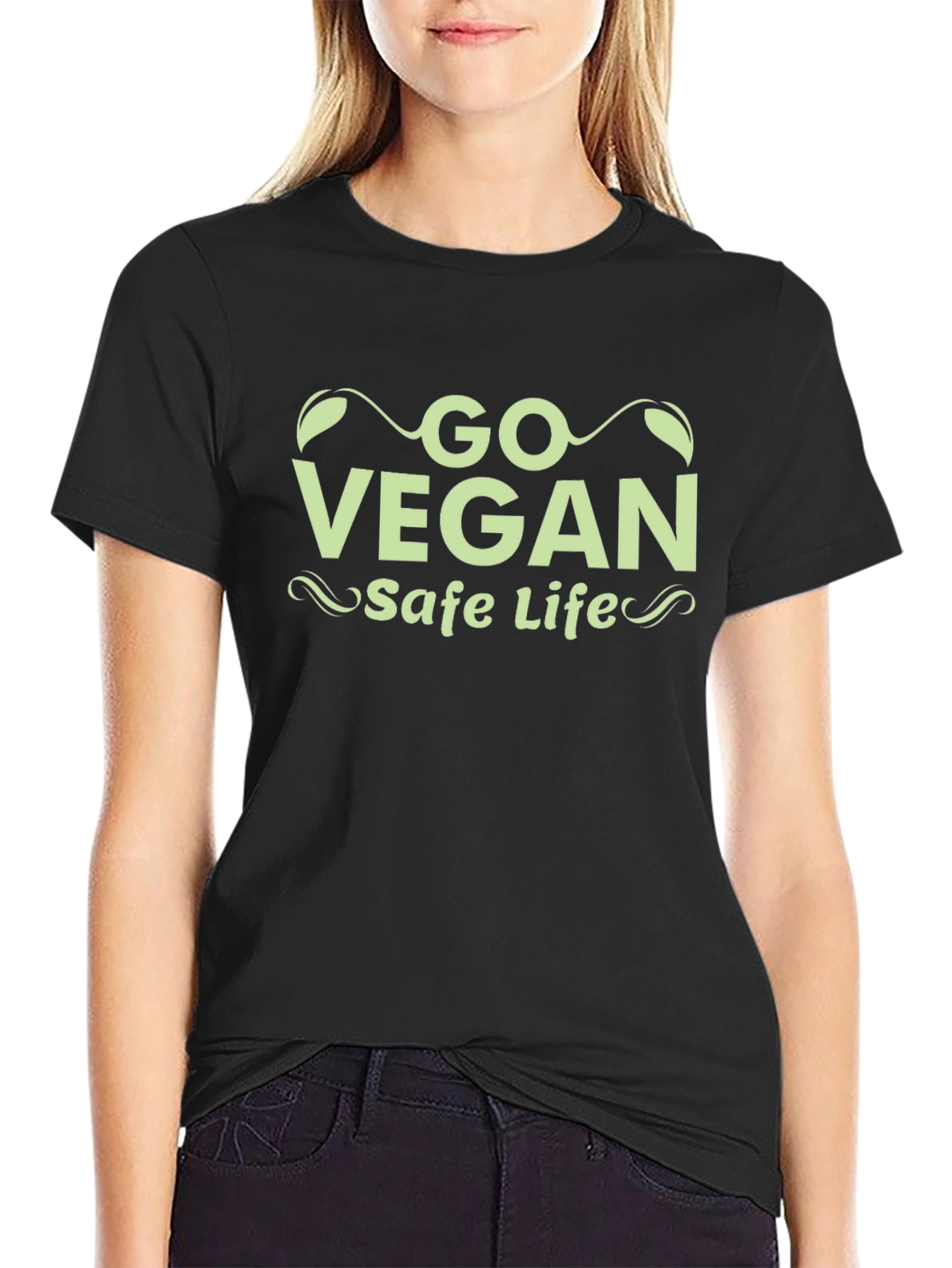 Go Vegan Safe Life Black T-Shirt