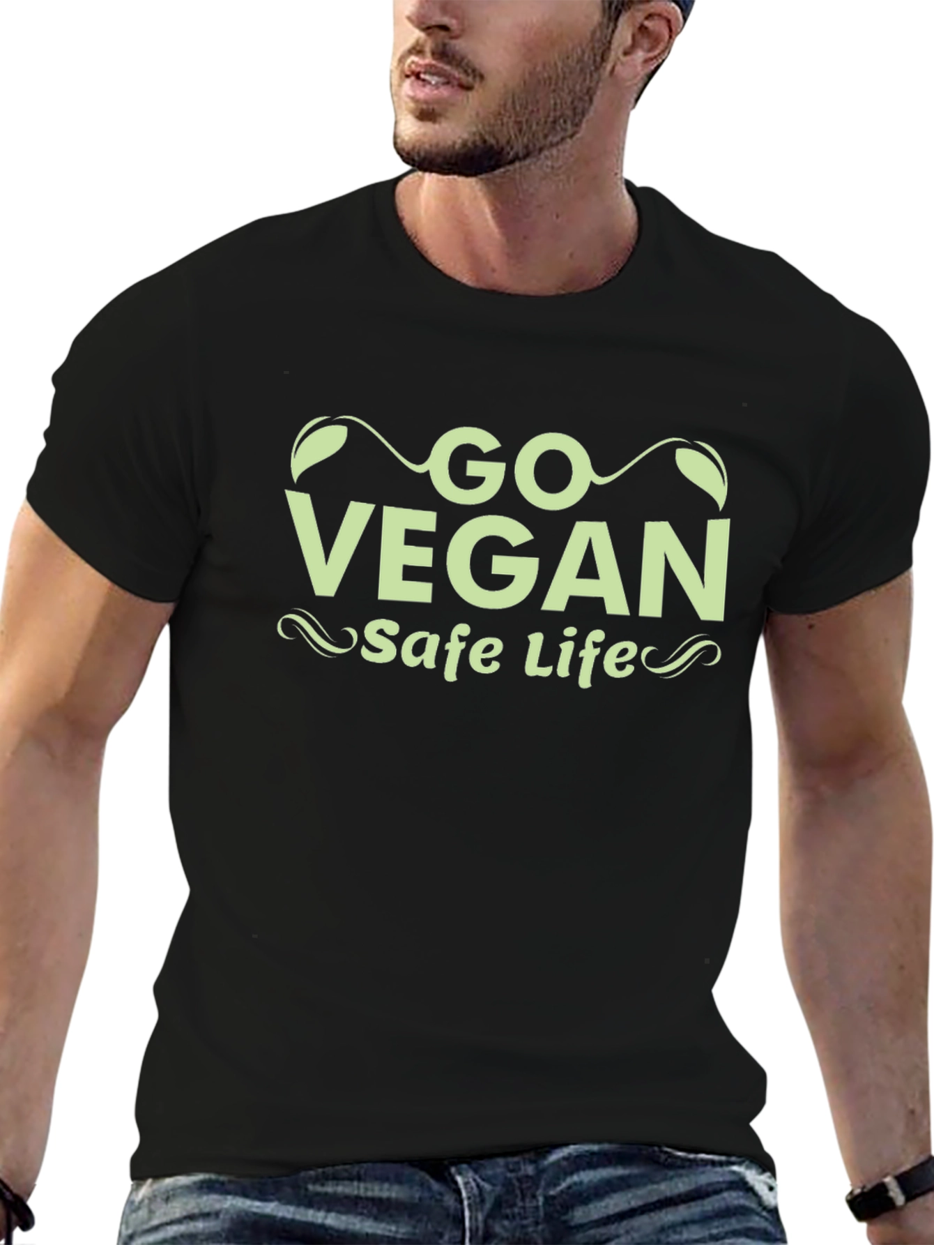 Go Vegan Safe Life Black T-Shirt