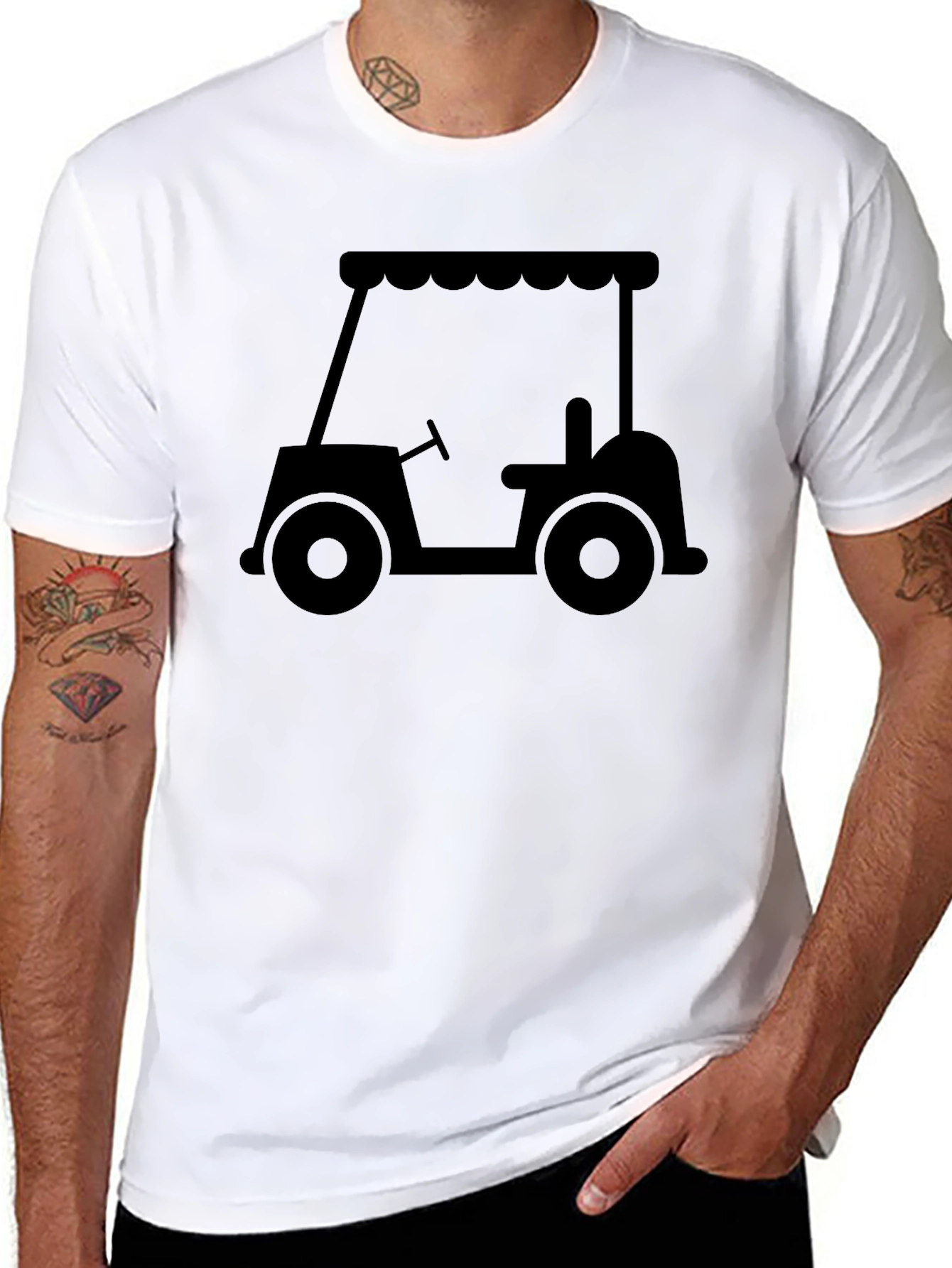 Golf Cart Graphic T-Shirt - Black Casual Tee