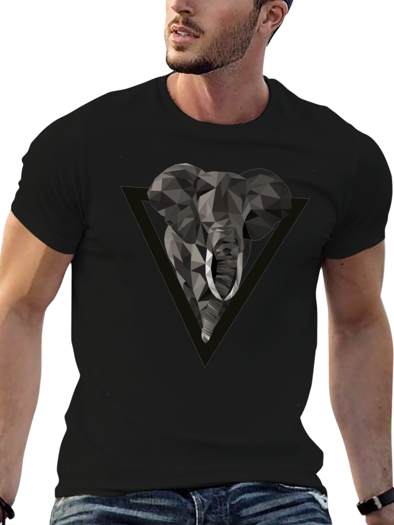 Geometric Elephant Tee - Modern Graphic Print