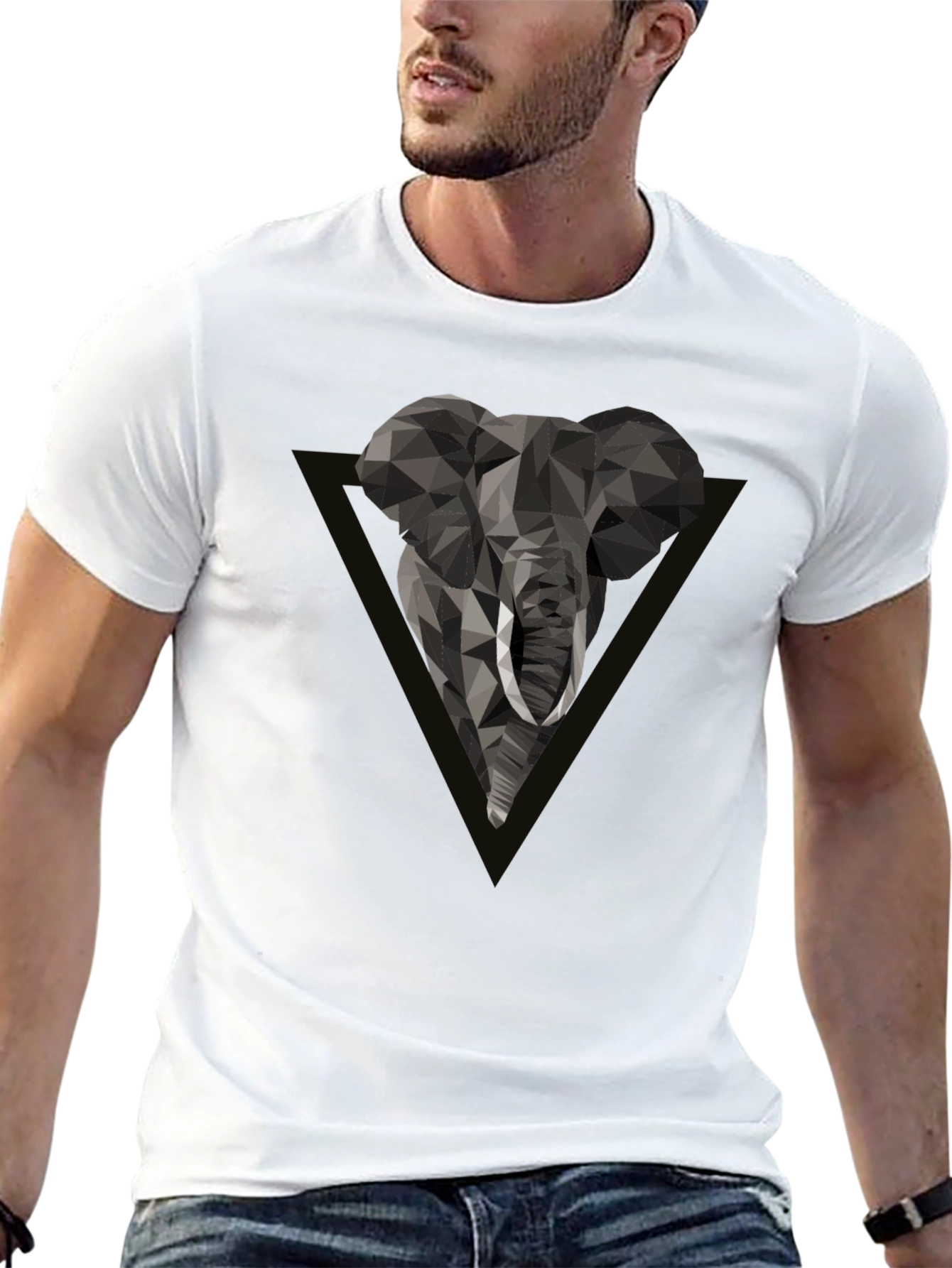 Geometric Elephant Tee - Modern Graphic Print