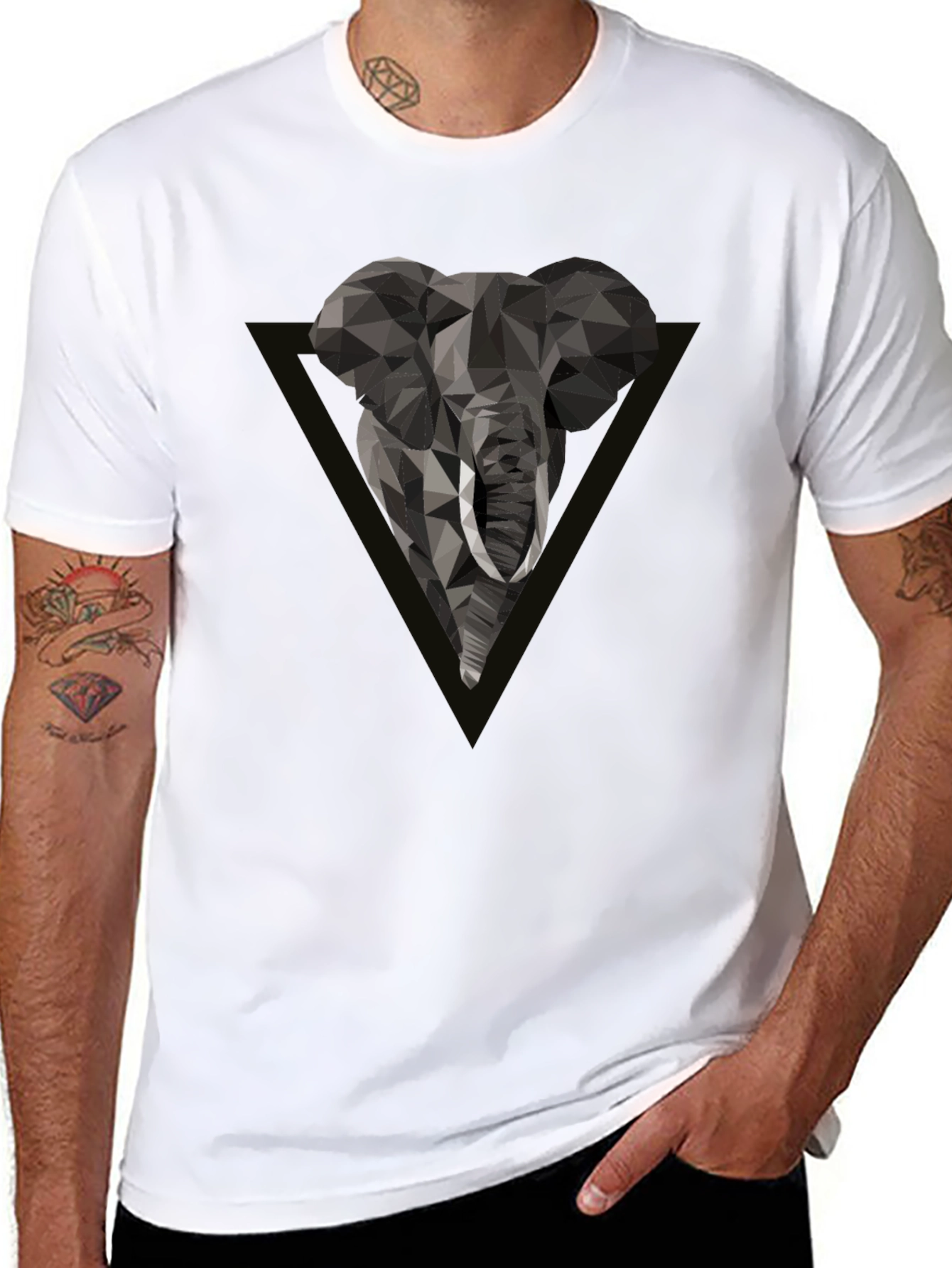 Geometric Elephant Tee - Modern Graphic Print