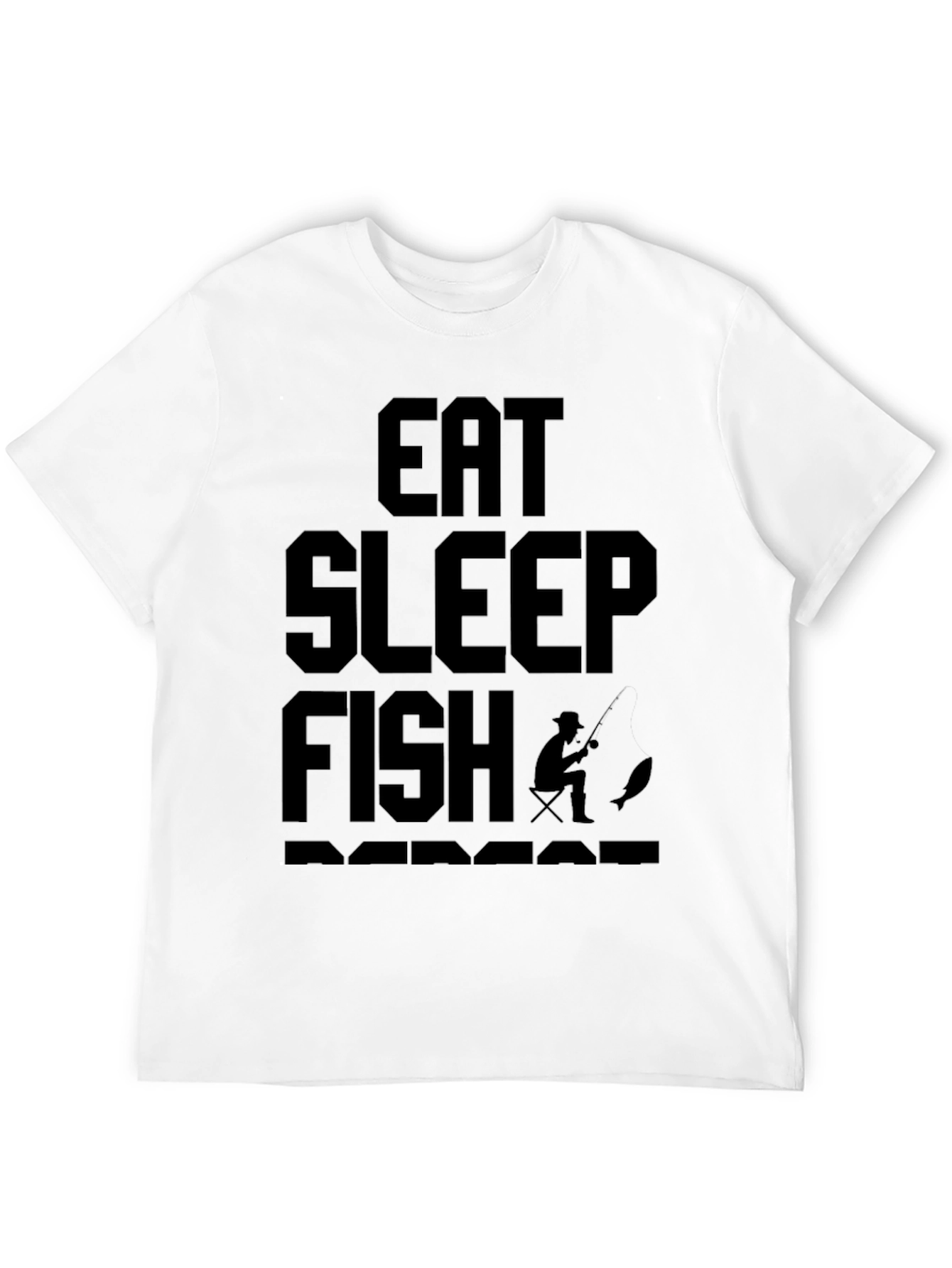 Eat Sleep Fish Repeat Mens Black Graphic T-Shirt