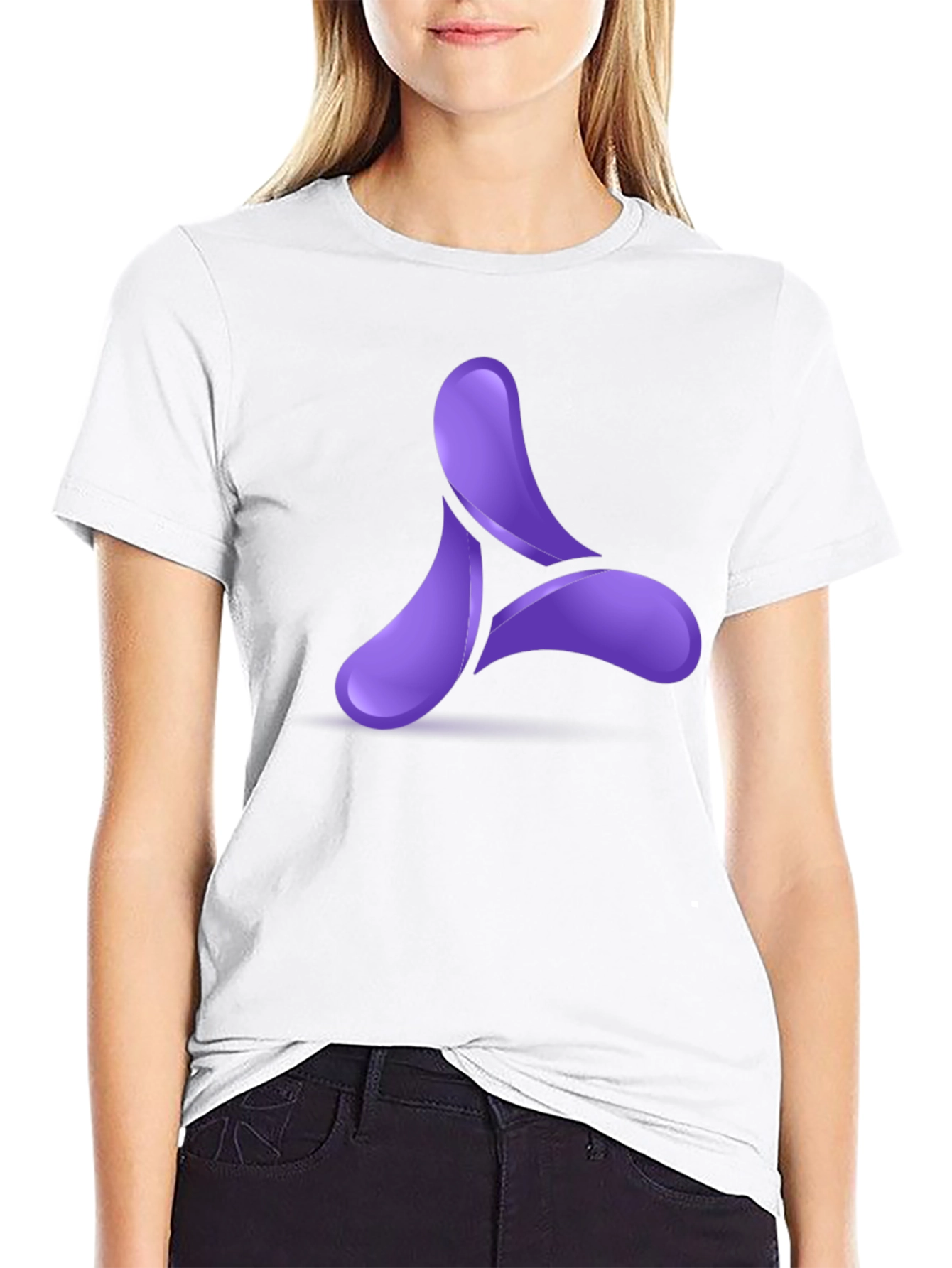 Modern Purple Logo Black T-Shirt
