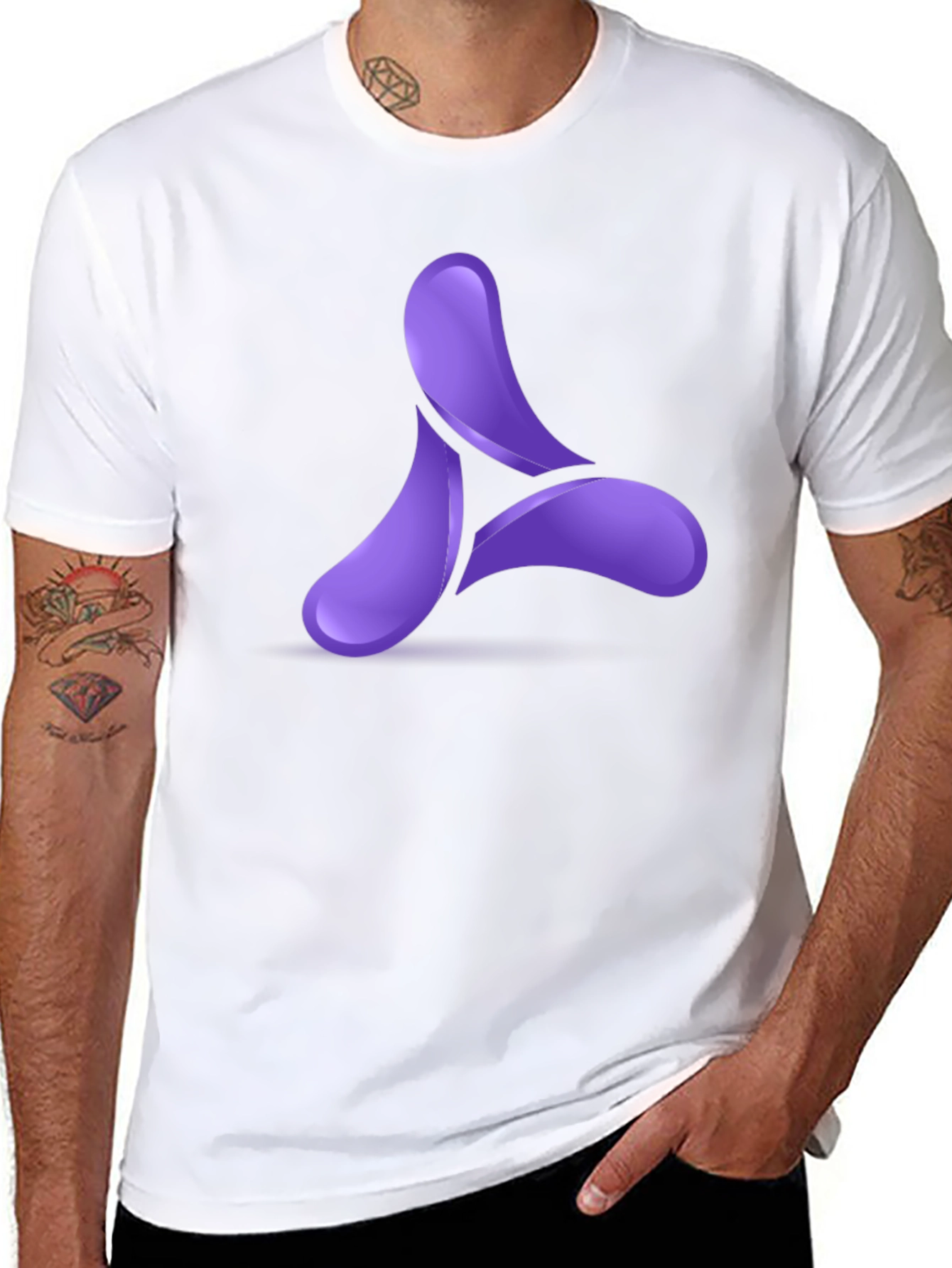 Modern Purple Logo Black T-Shirt