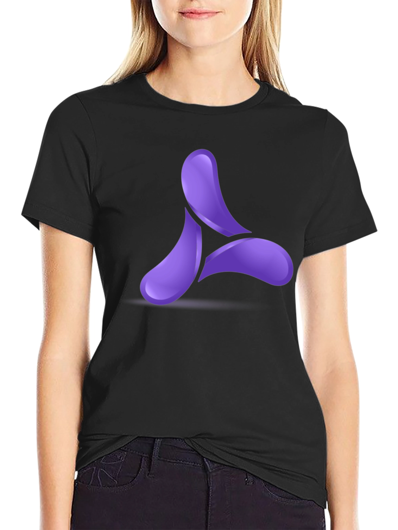 Modern Purple Logo Black T-Shirt