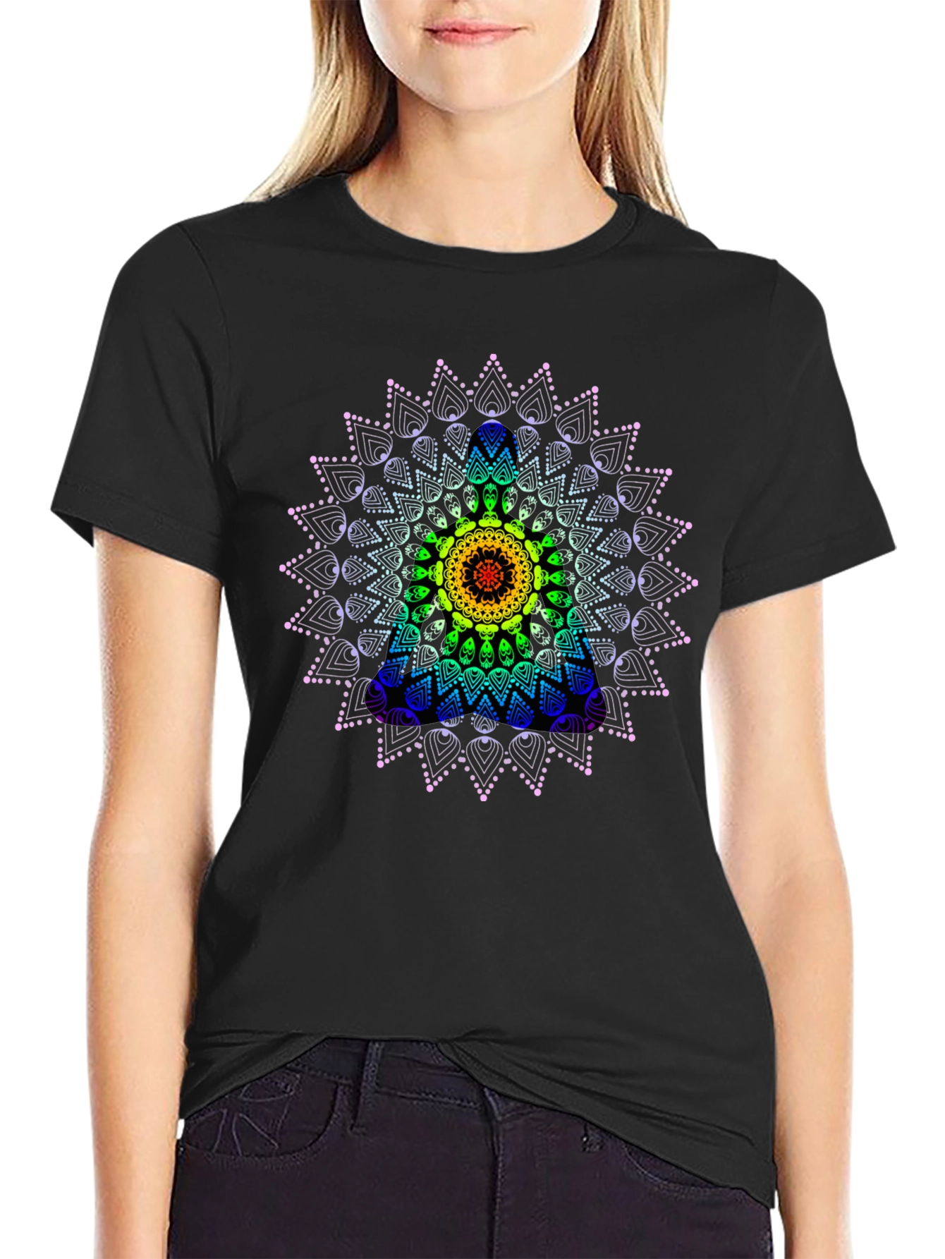 Rainbow Mandala Graphic Tee - Stylish Comfort