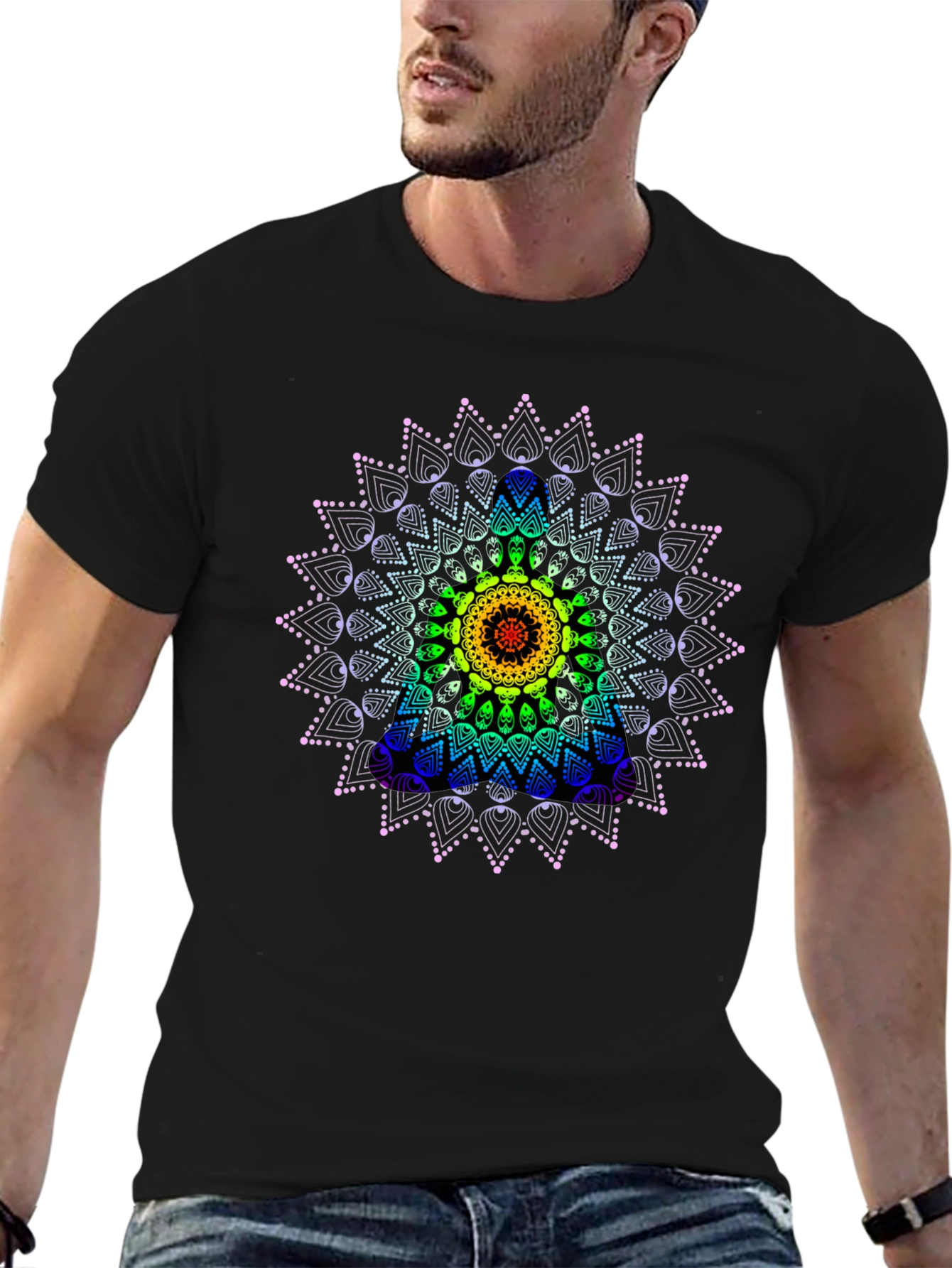Rainbow Mandala Graphic Tee - Stylish Comfort