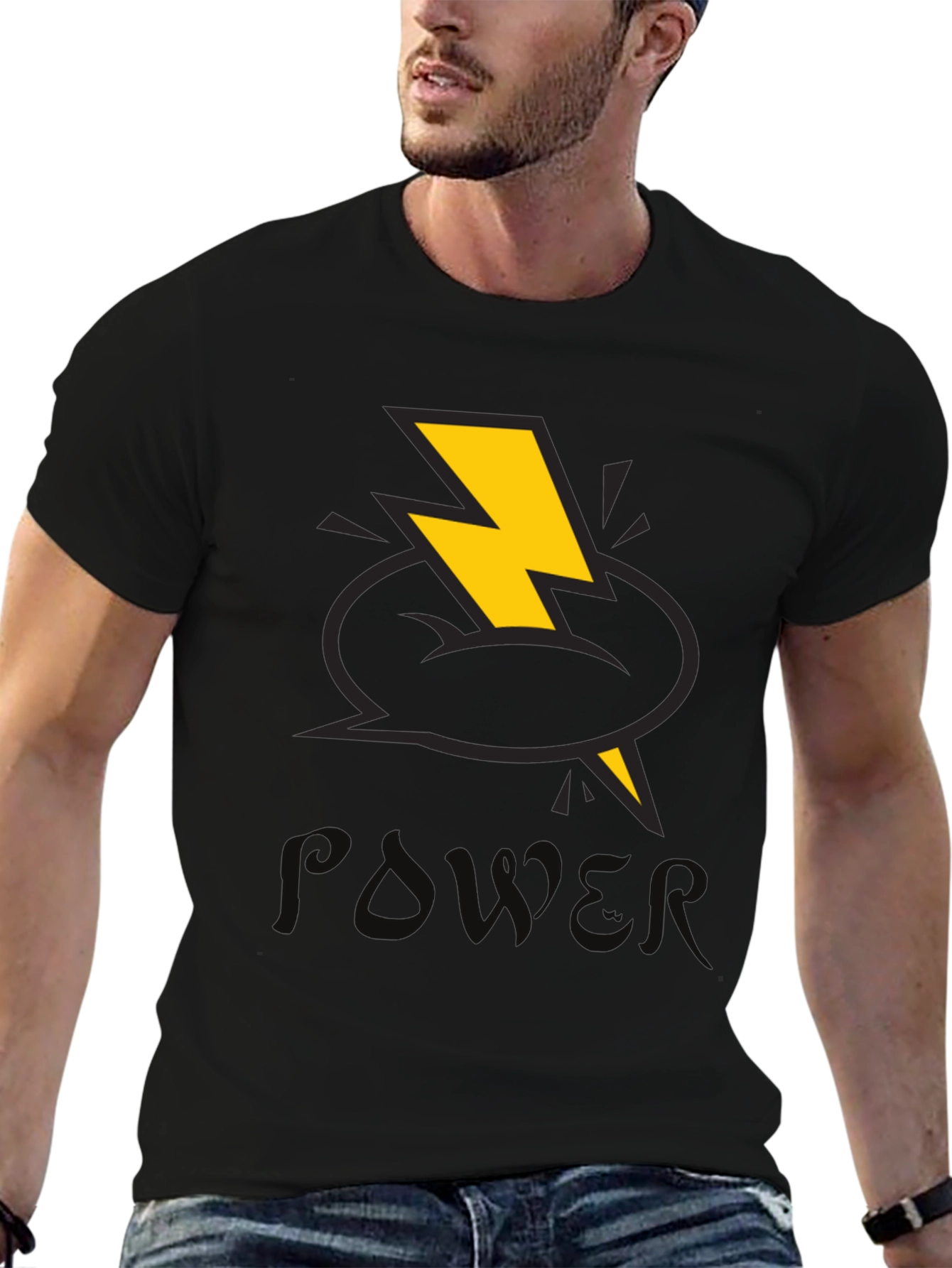 Power T-Shirt with Lightning Bolt Design