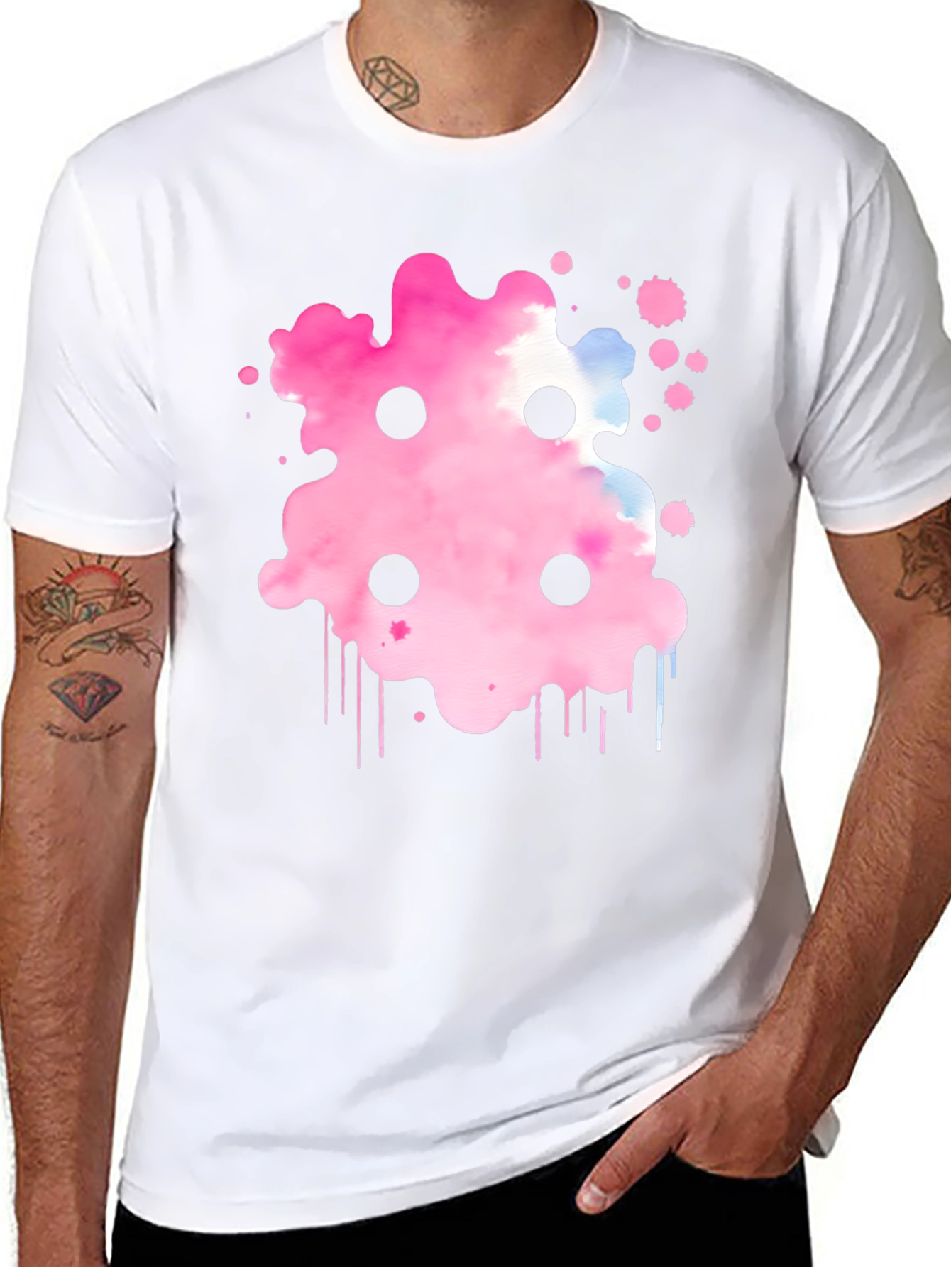 Abstract Pink Ink Splatter T-Shirt