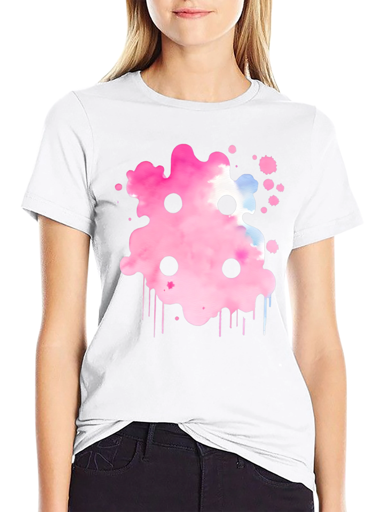 Abstract Pink Ink Splatter T-Shirt
