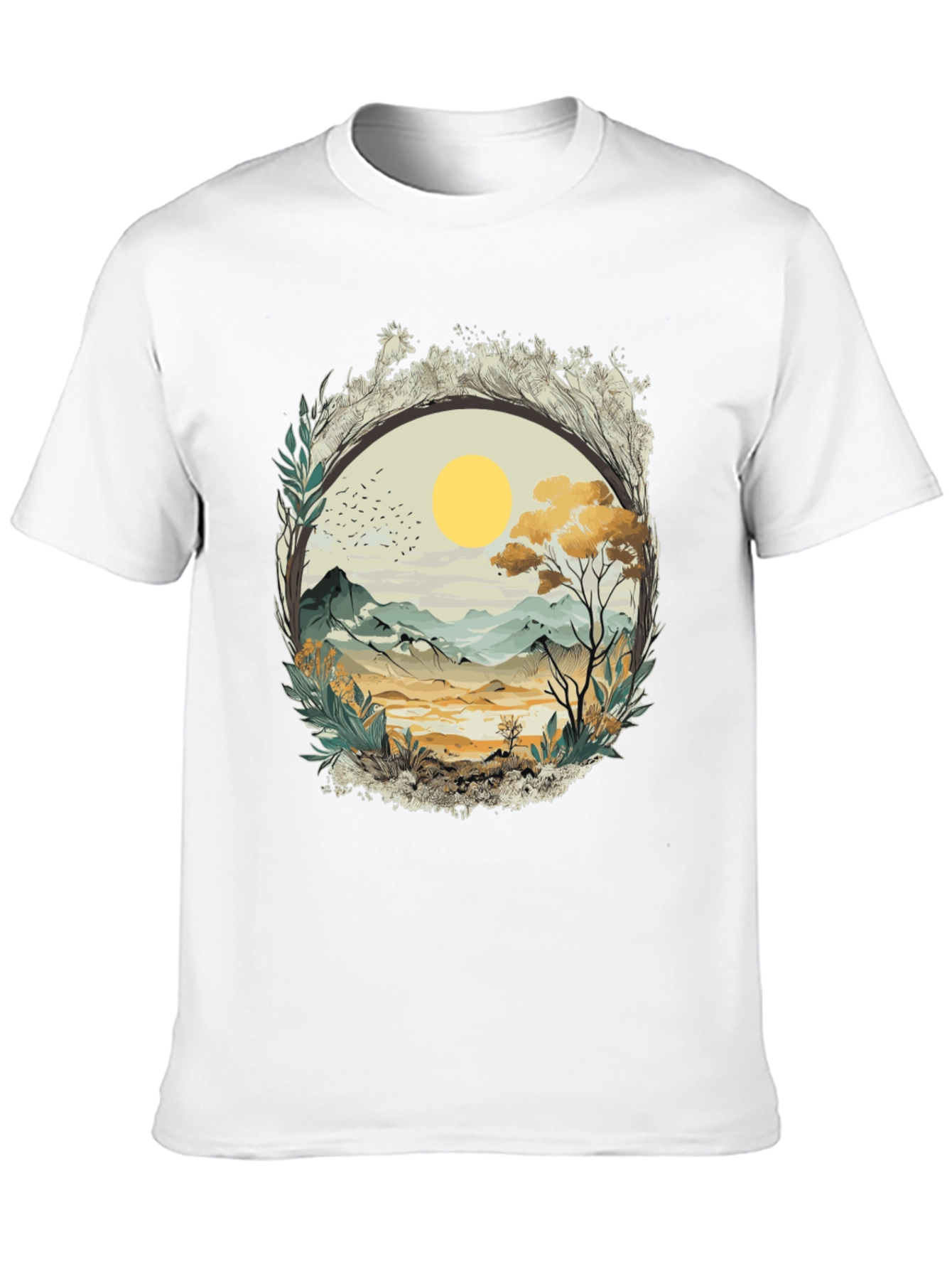 Nature Scene Graphic Tee - Black Cotton Comfort