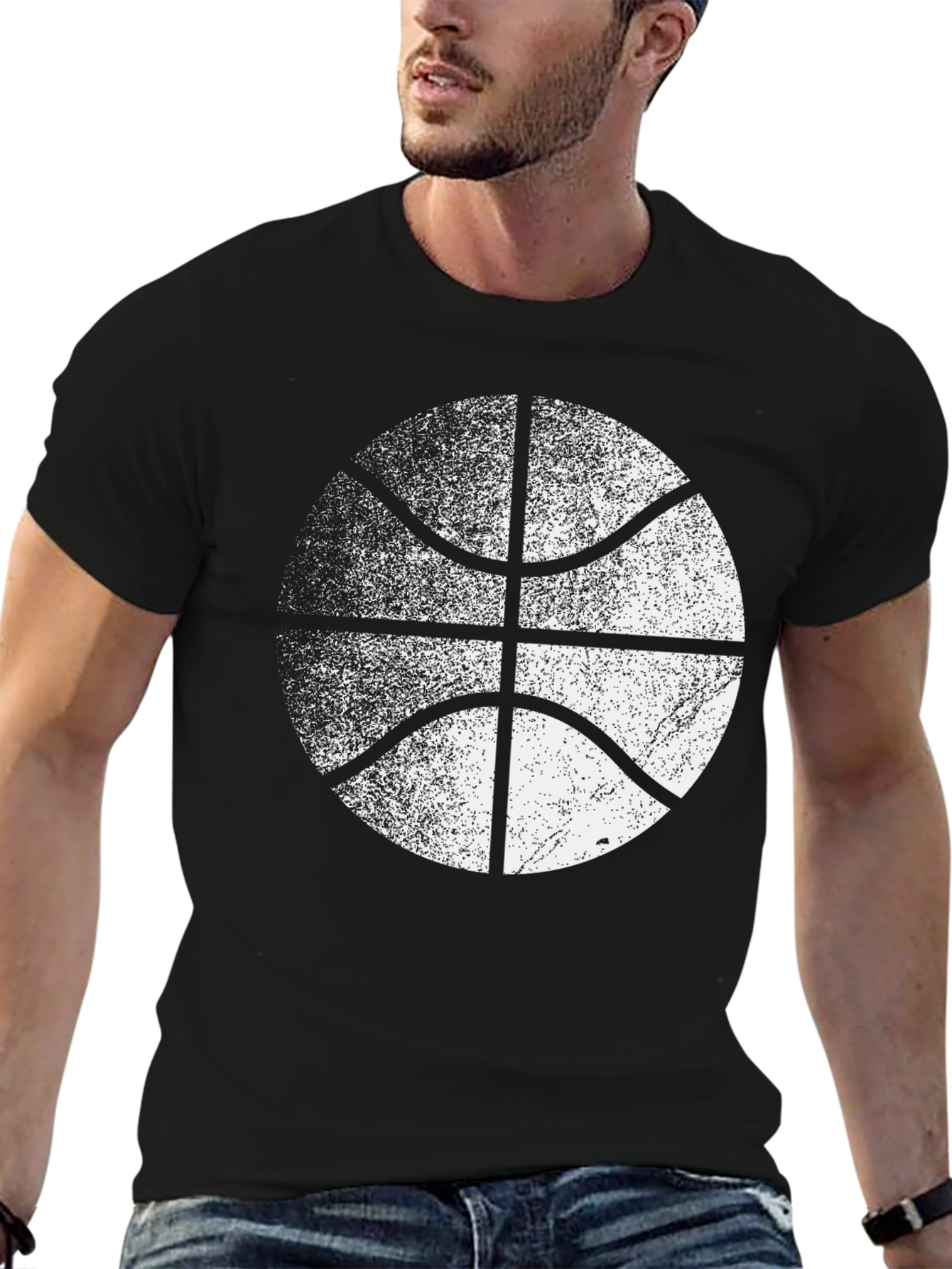 Distressed Basketball Graphic Tee - Cool Sport Shirt