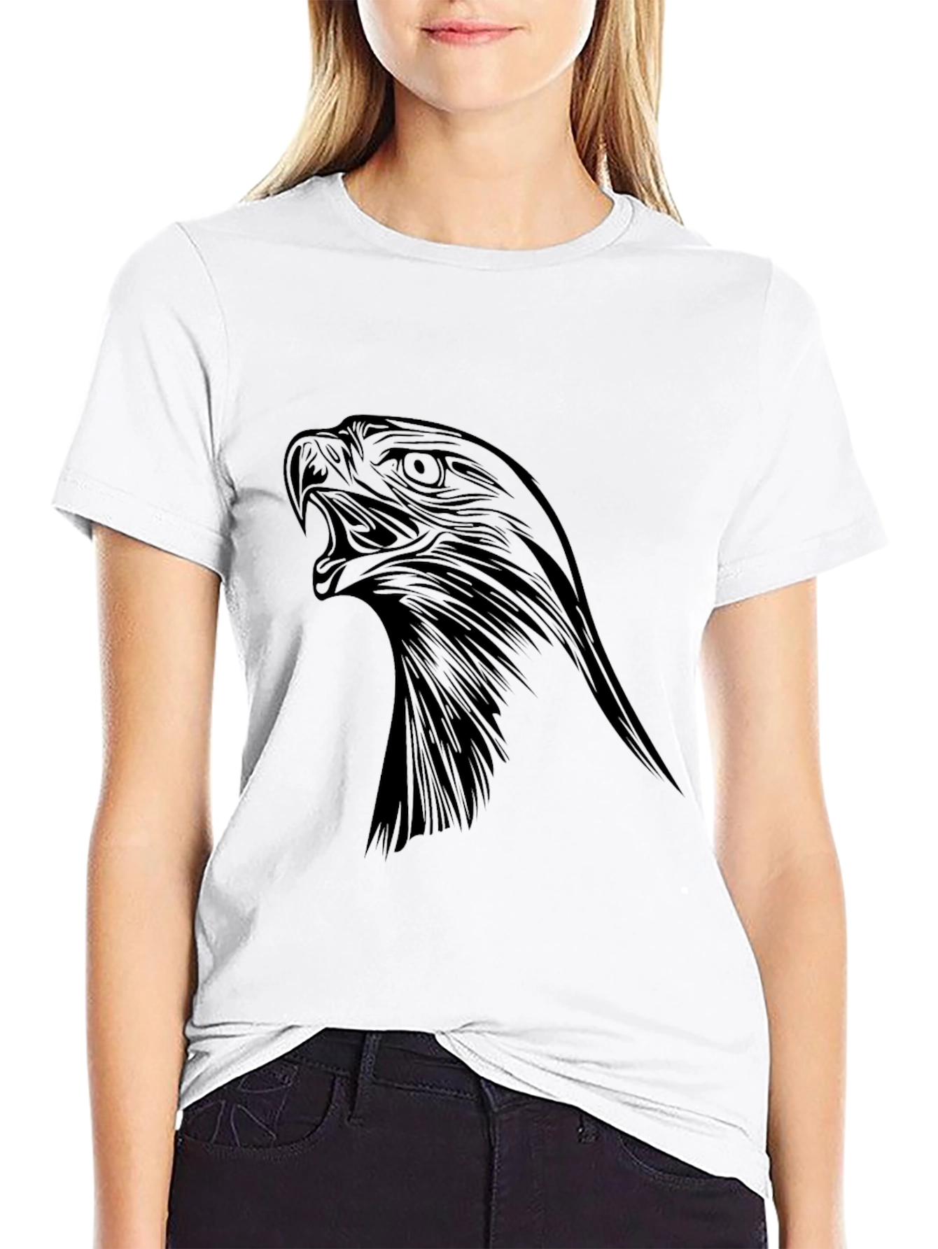 Mens Black Eagle Graphic Tee - Bold Statement Shirt