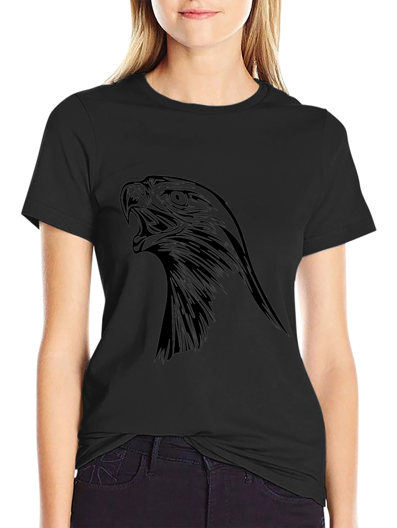 Mens Black Eagle Graphic Tee - Bold Statement Shirt