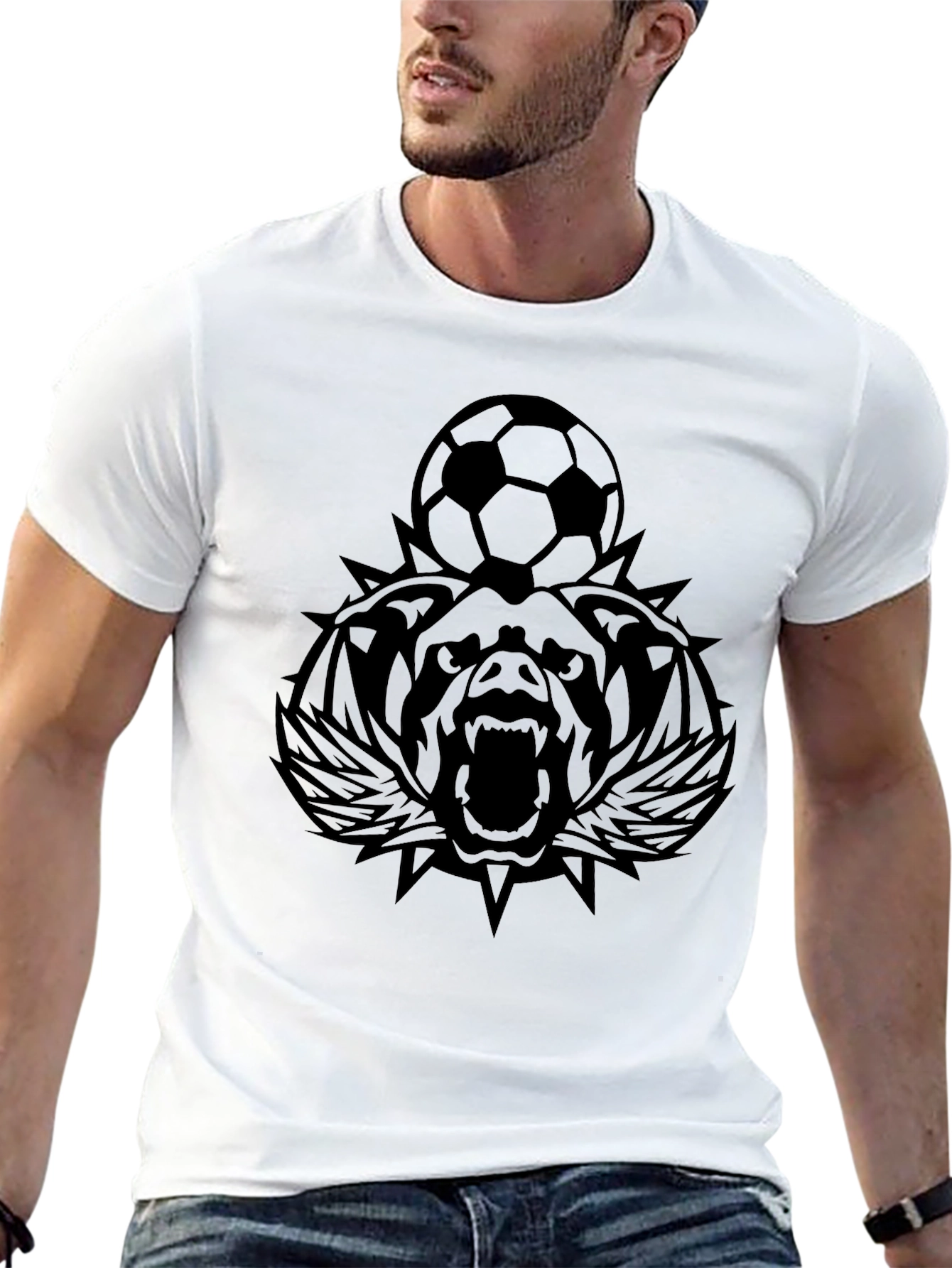 Bear Soccer Black T-Shirt