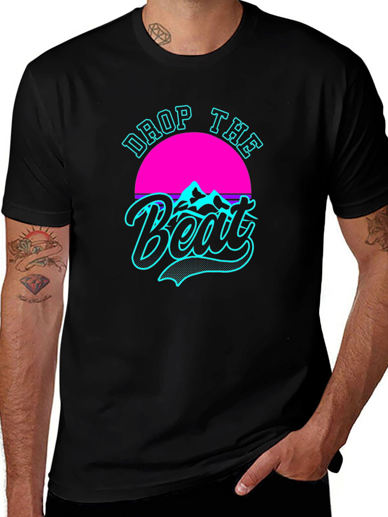 Retro Drop The Beat Black T-Shirt