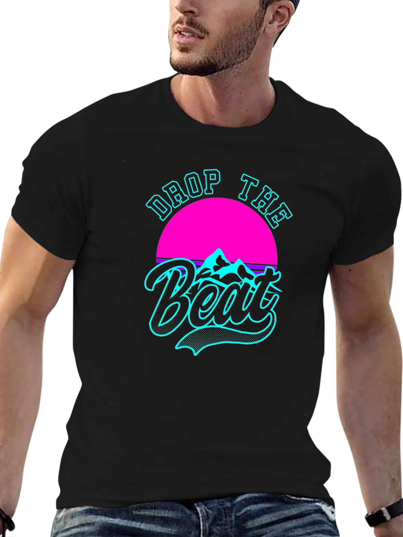 Retro Drop The Beat Black T-Shirt