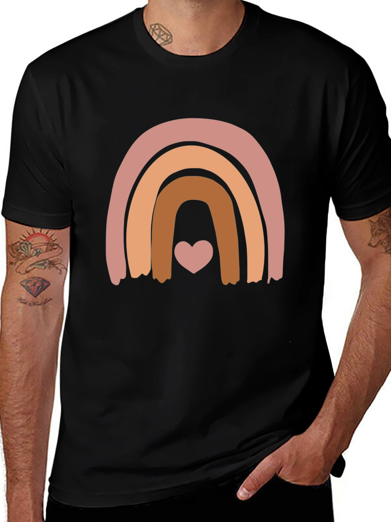 Boho Rainbow Heart Graphic Tee