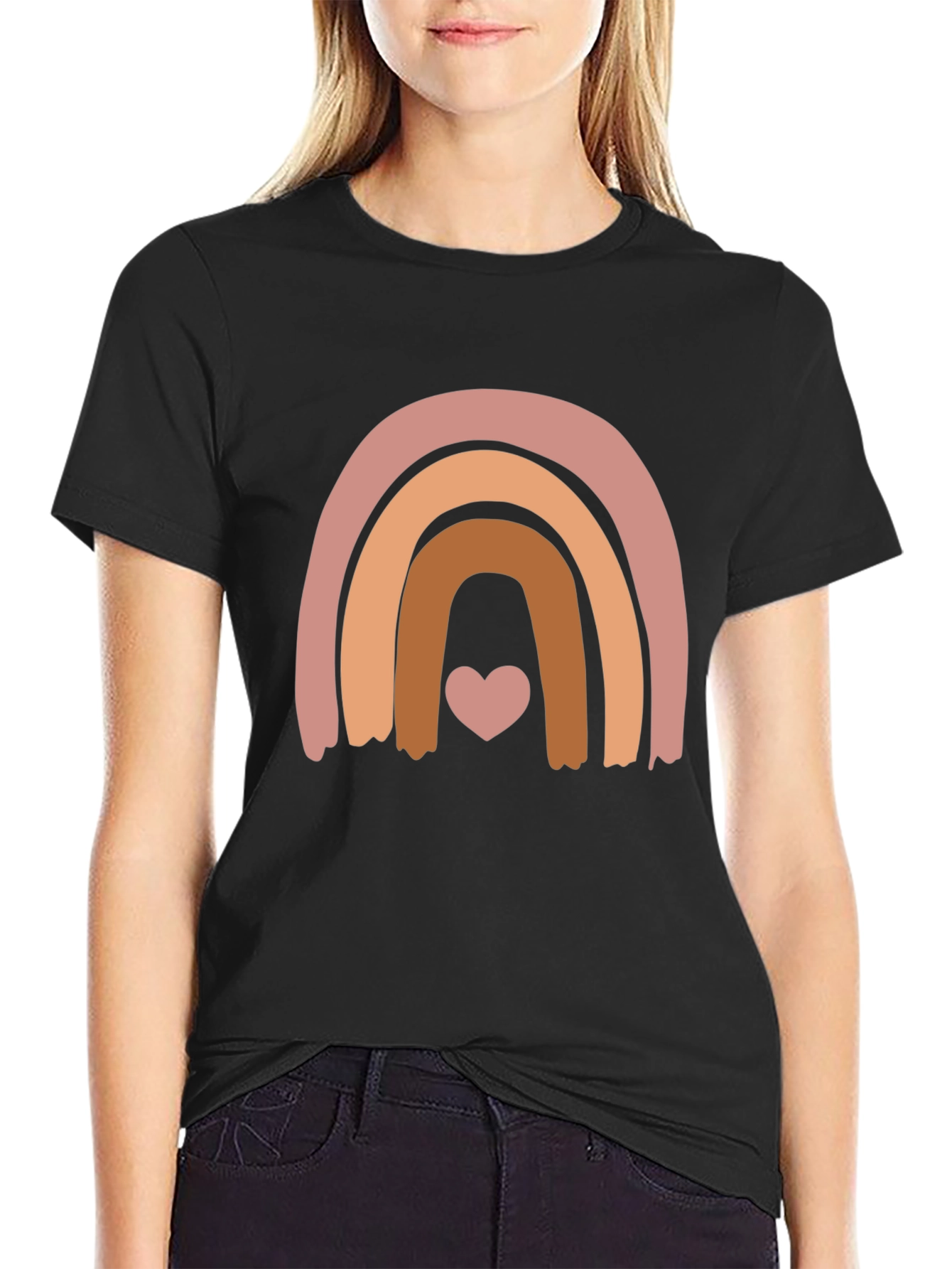 Boho Rainbow Heart Graphic Tee