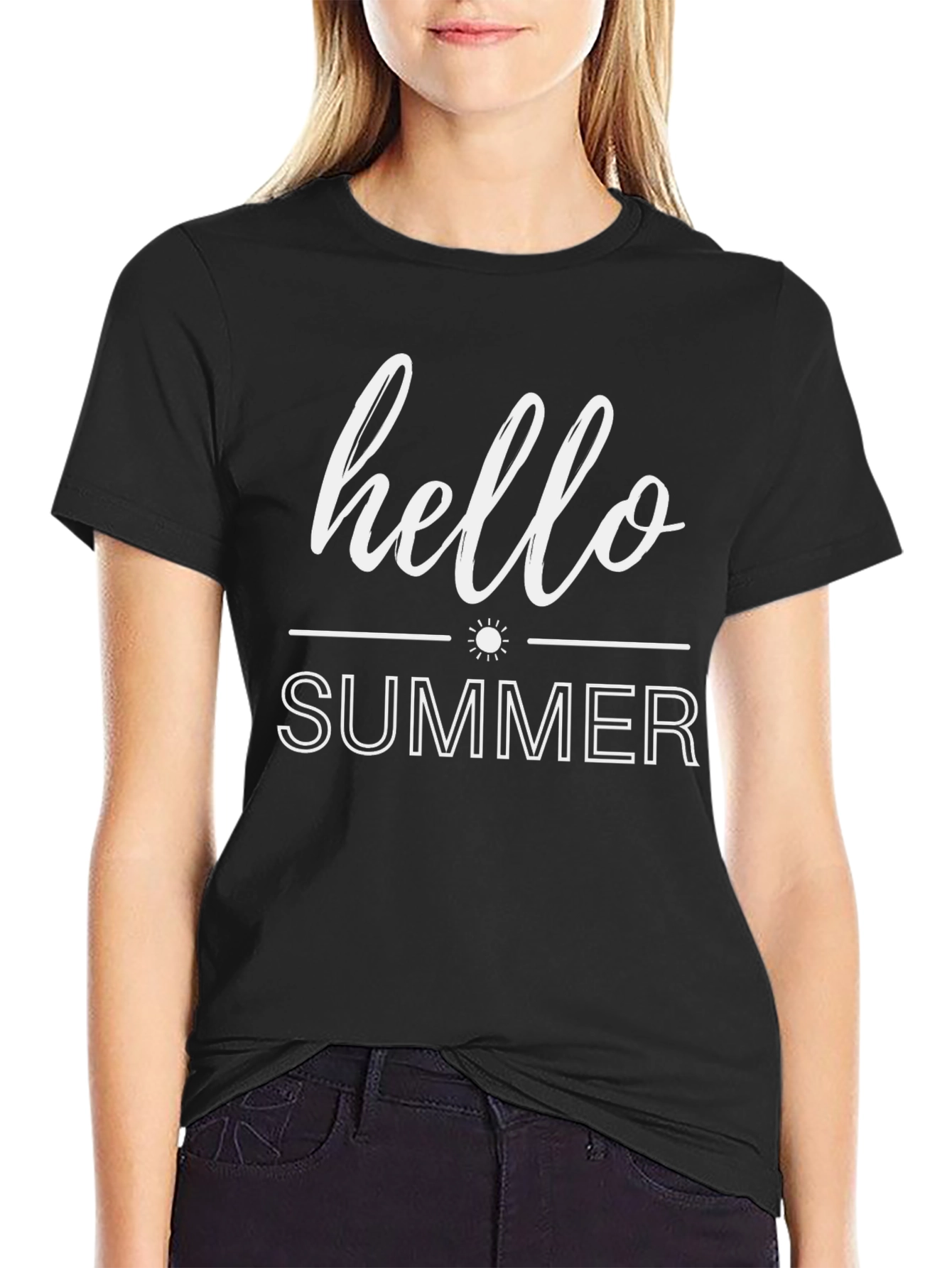 Hello Summer Black Graphic T-Shirt