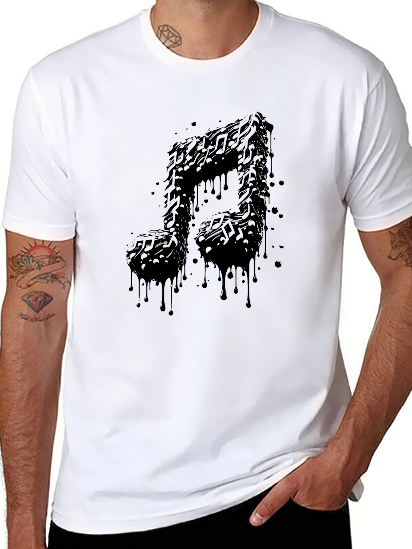 Musical Note Graphic Tee - Black