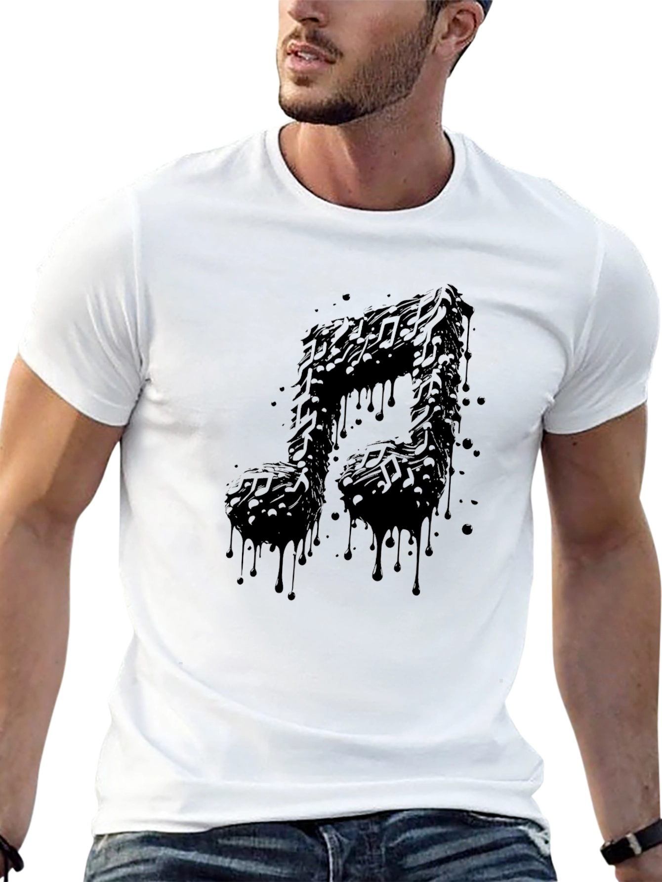 Musical Note Graphic Tee - Black