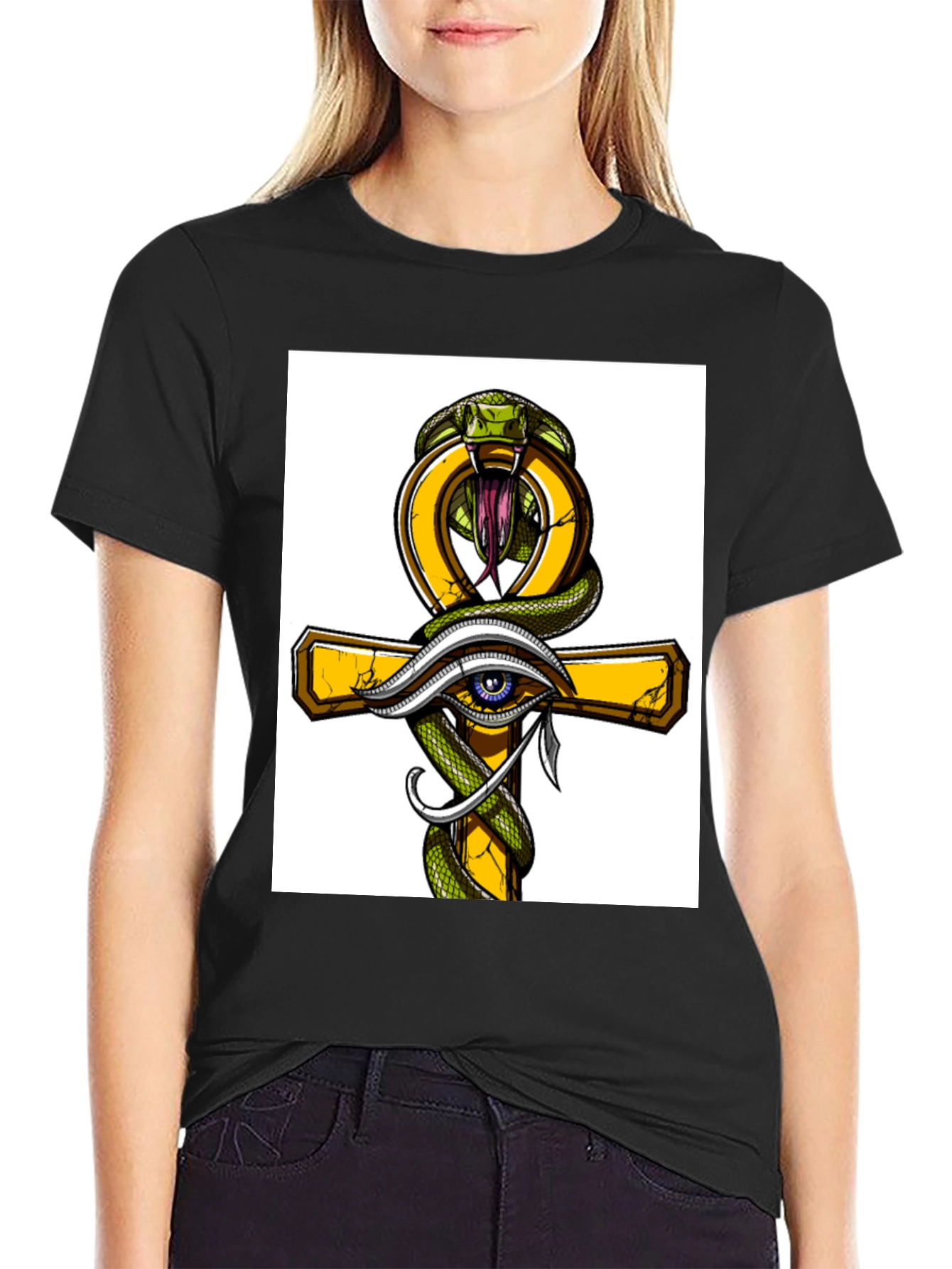 Ankh Snake & Eye T-Shirt - Stylish Graphic Tee
