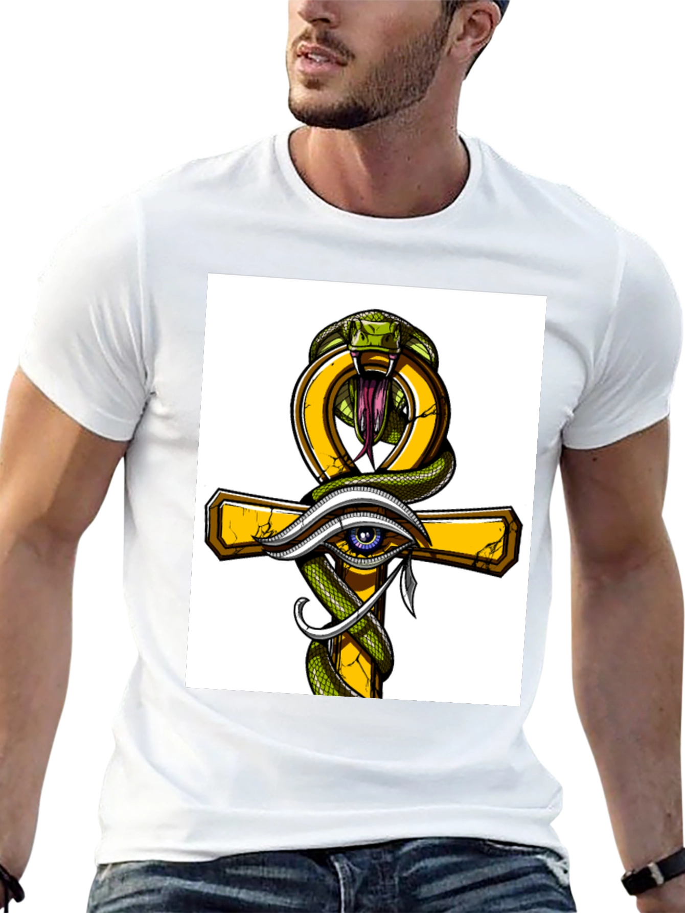 Ankh Snake & Eye T-Shirt - Stylish Graphic Tee