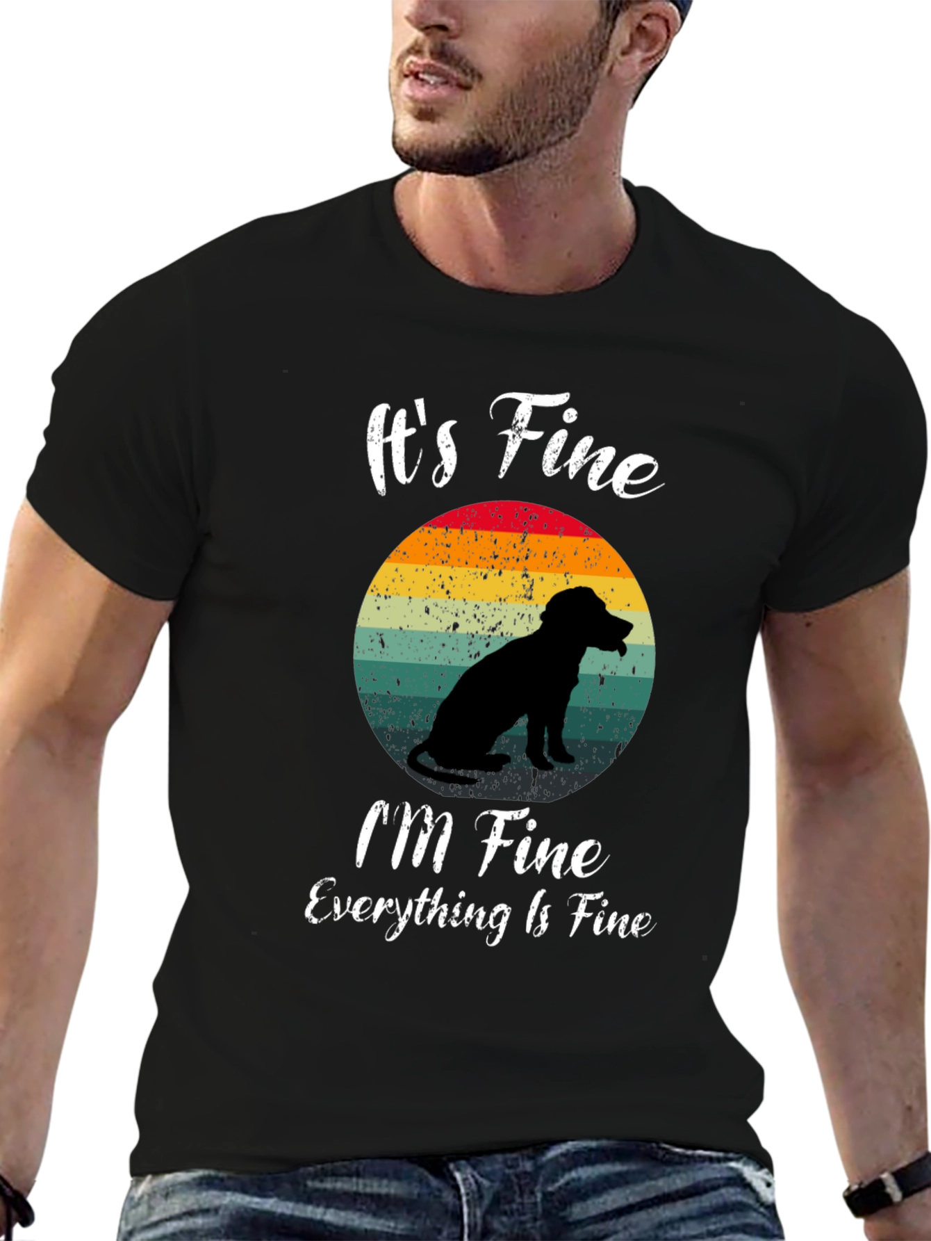 Its Fine Dog Silhouette Graphic T-Shirt
