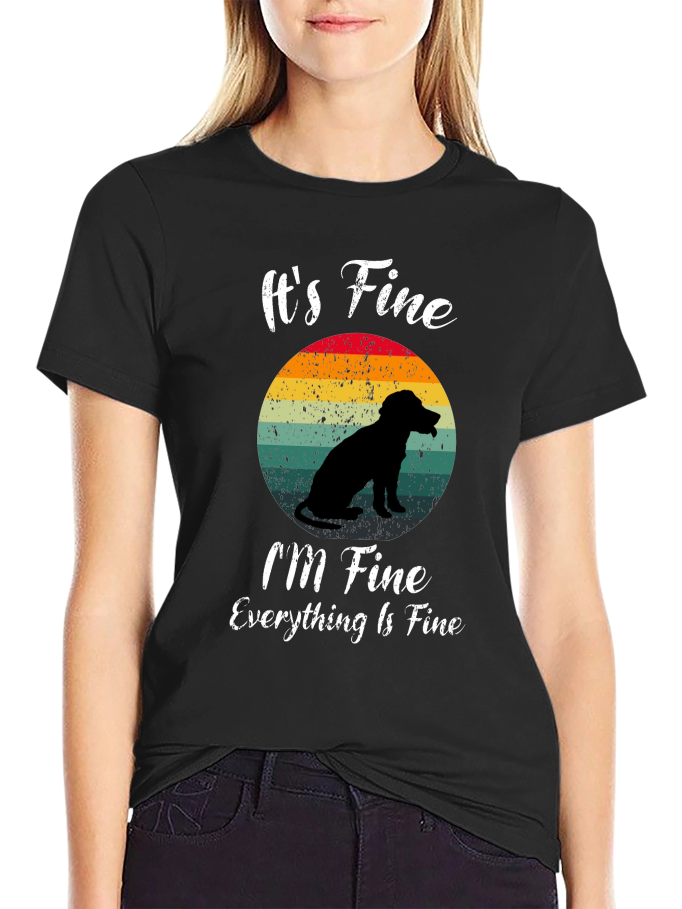 Its Fine Dog Silhouette Graphic T-Shirt
