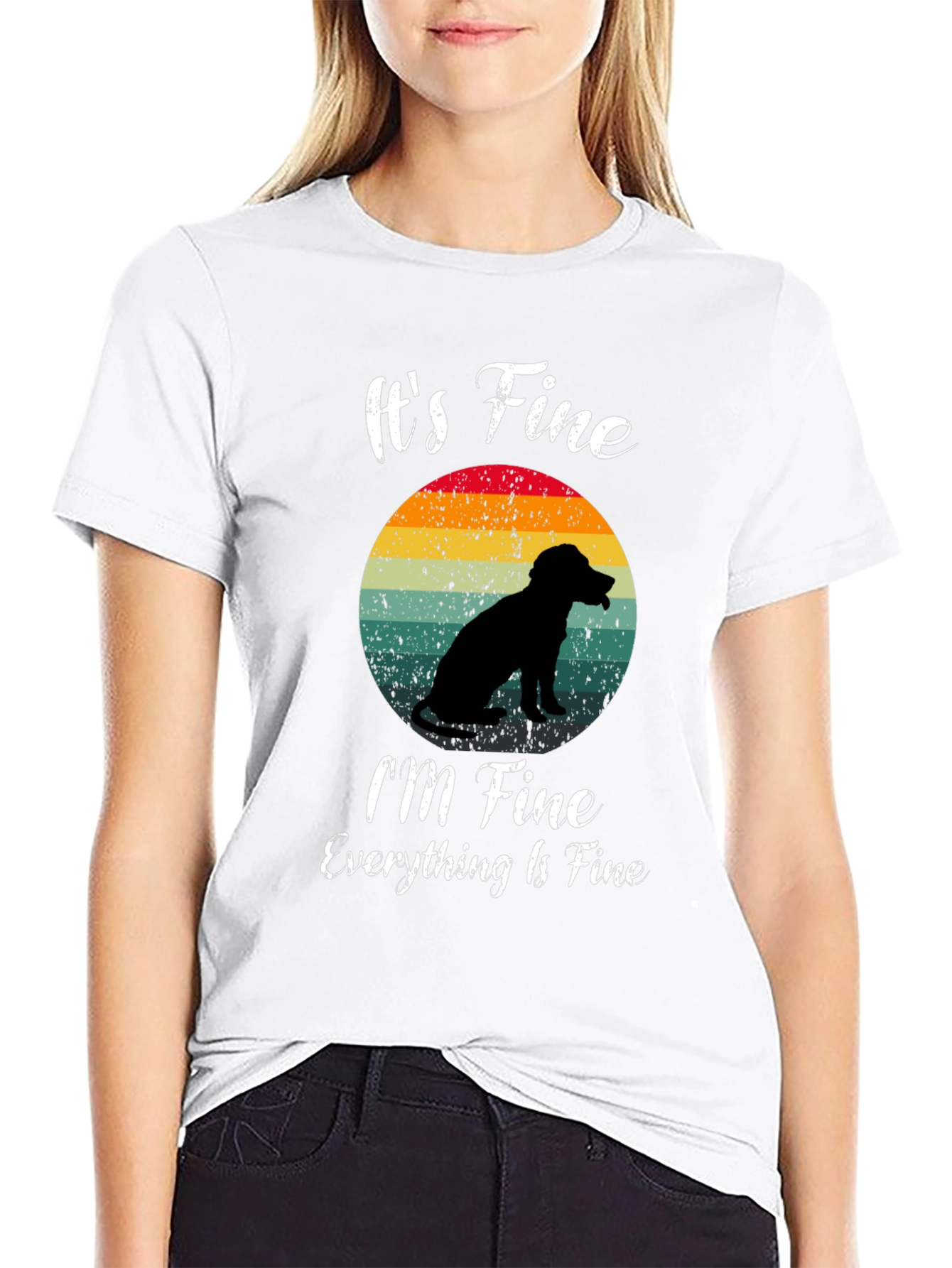 Its Fine Dog Silhouette Graphic T-Shirt