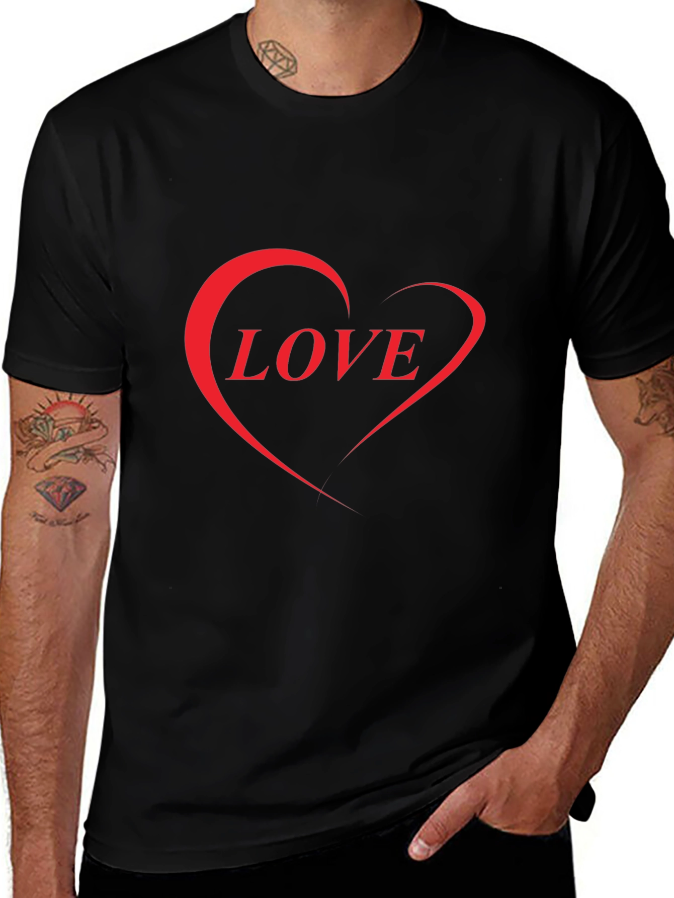 Love Heart Graphic Black T-Shirt - Stylish Casual Wear