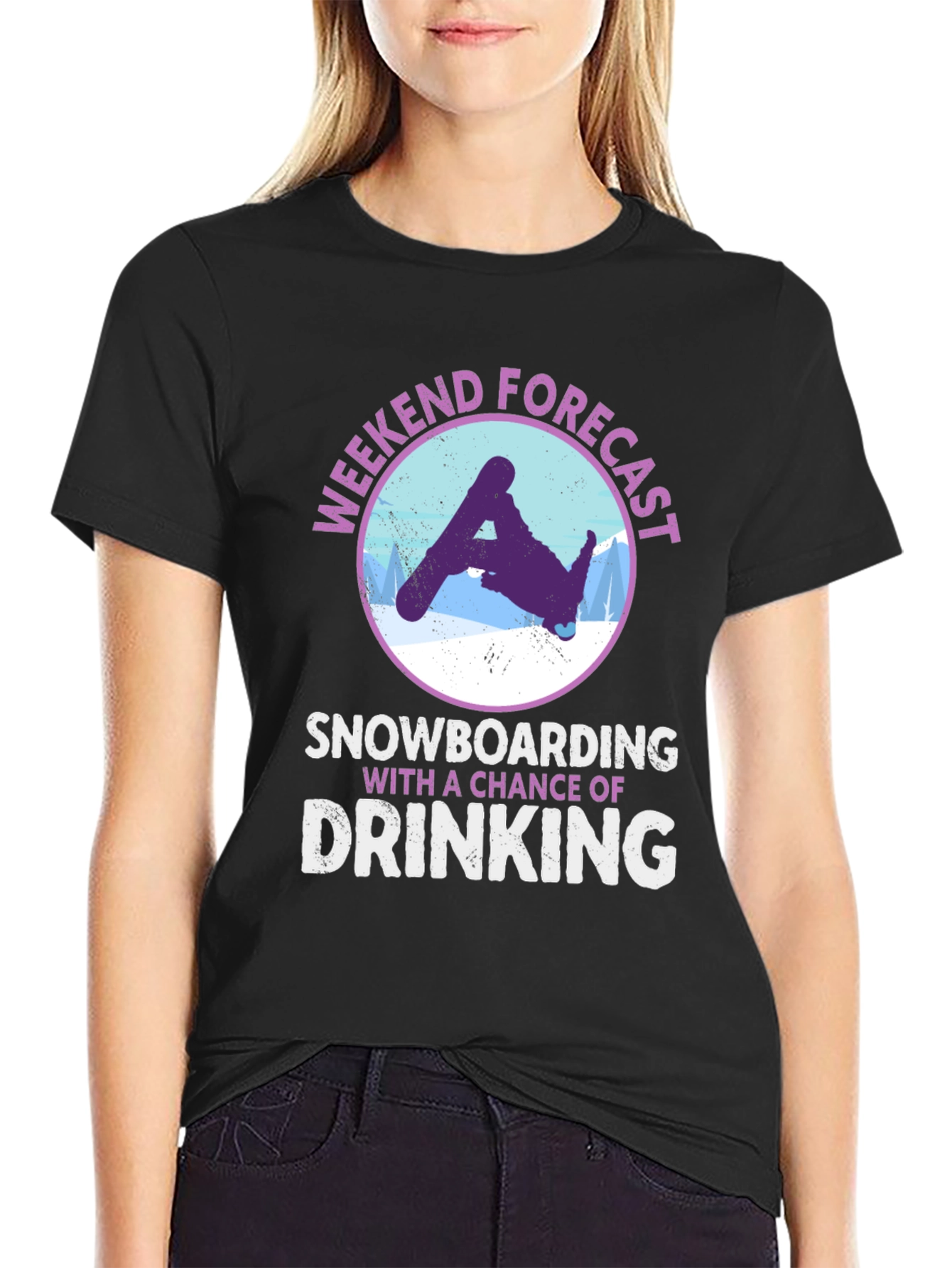 Weekend Forecast Snowboarding Drinking T-Shirt