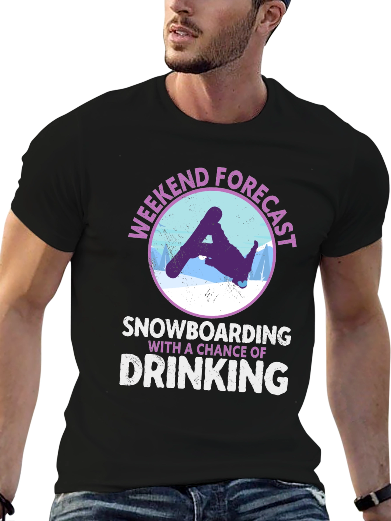 Weekend Forecast Snowboarding Drinking T-Shirt