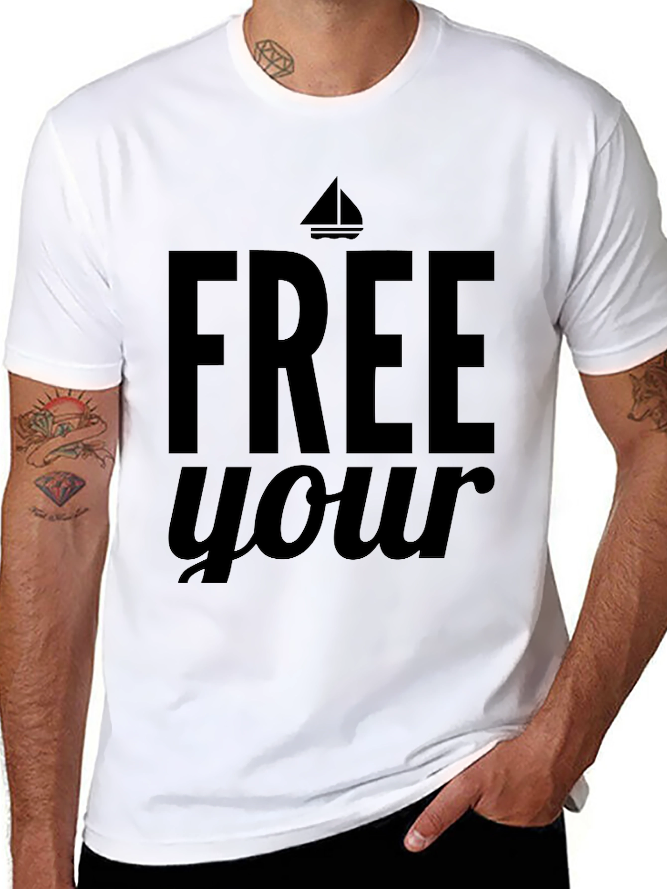 Free Your Sail T-Shirt - Relaxed Fit Black Tee