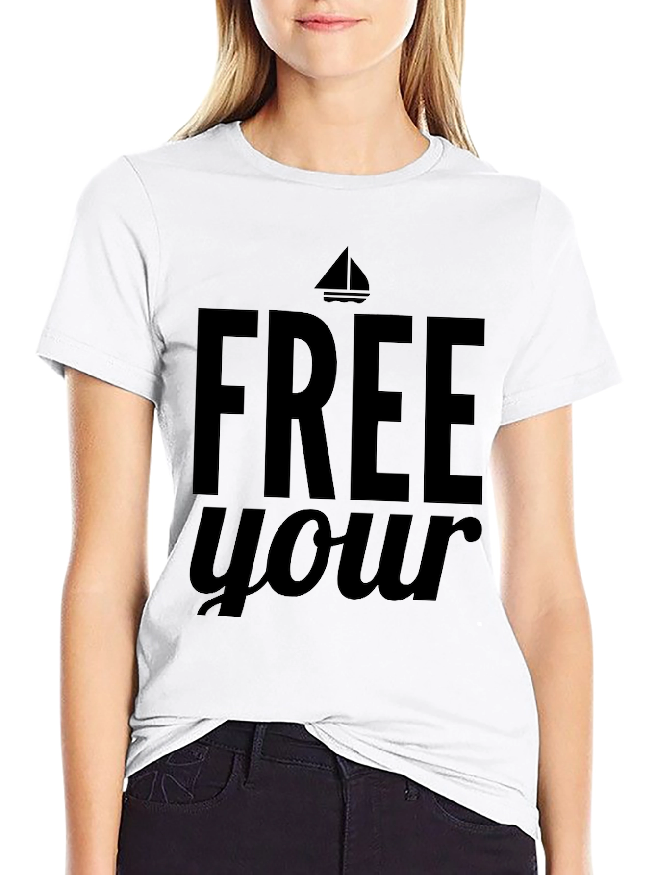 Free Your Sail T-Shirt - Relaxed Fit Black Tee