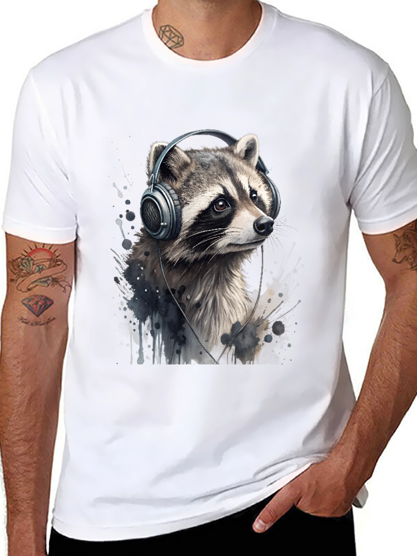 Raccoon Headphones Graphic Tee