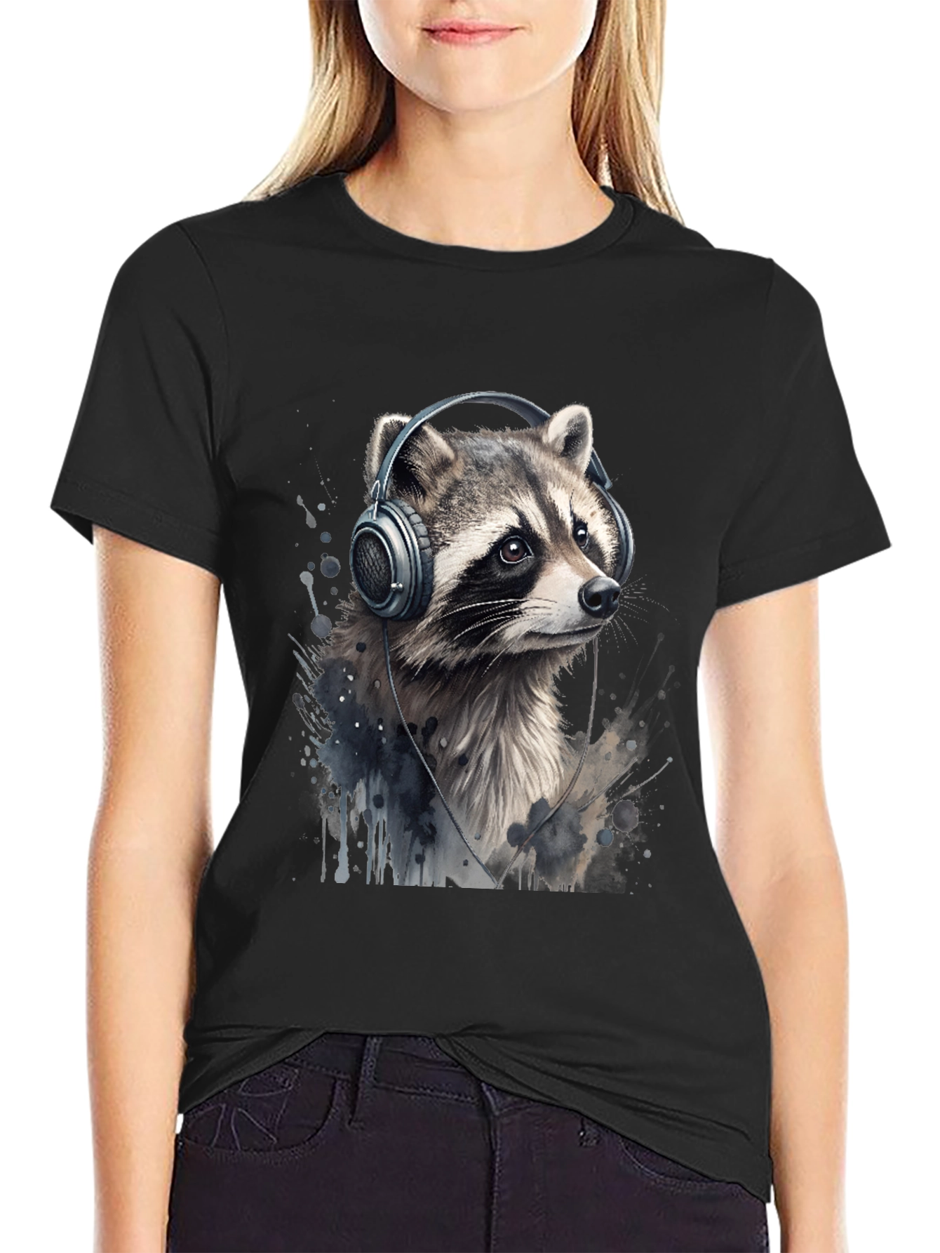 Raccoon Headphones Graphic Tee